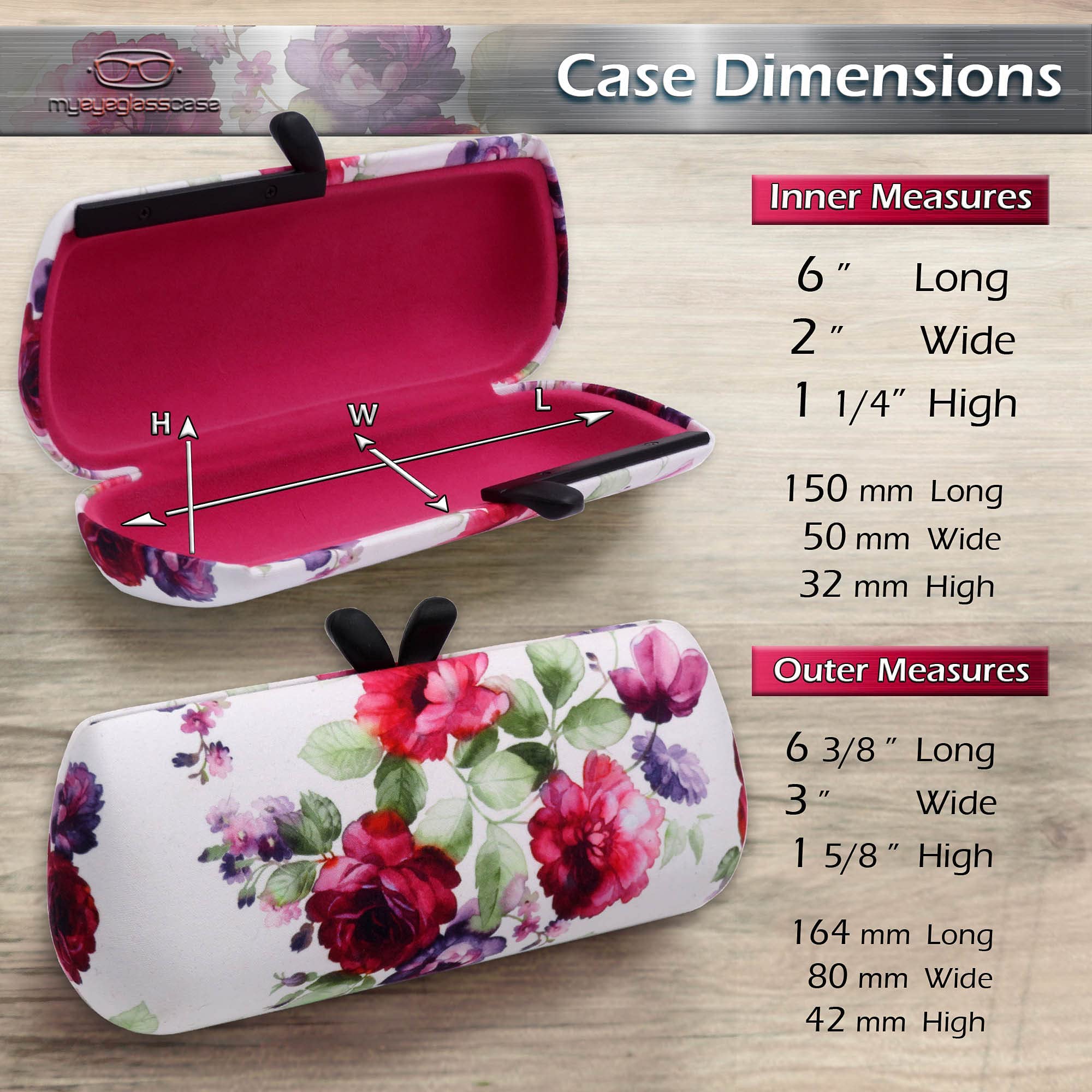 Stylish Women's Hard Glasses Case - Cute Small Sunglasses Holder with Handle - Fashionable Eyeglass Storage with Drawstring Pouch & Cleaning Cloth | Perfect for Travel, Work & Everyday Use