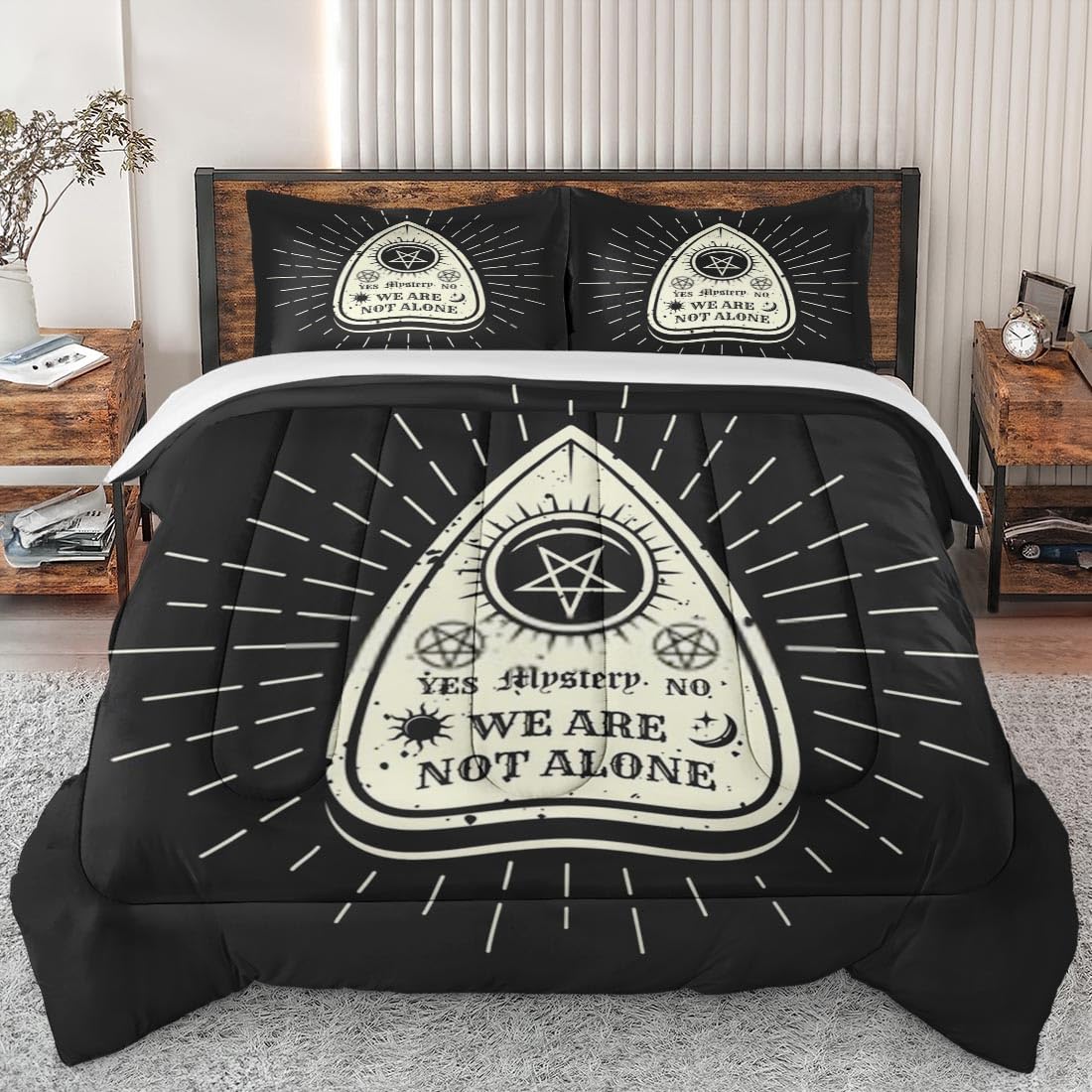 Ouija Vintage Board Gold Full Size Comforter Set - Soft Retro Gothic Bedding for Kids & Adults with 2 Pillowcases | Perfect for Bedroom Decor & Game-Themed Sleepovers