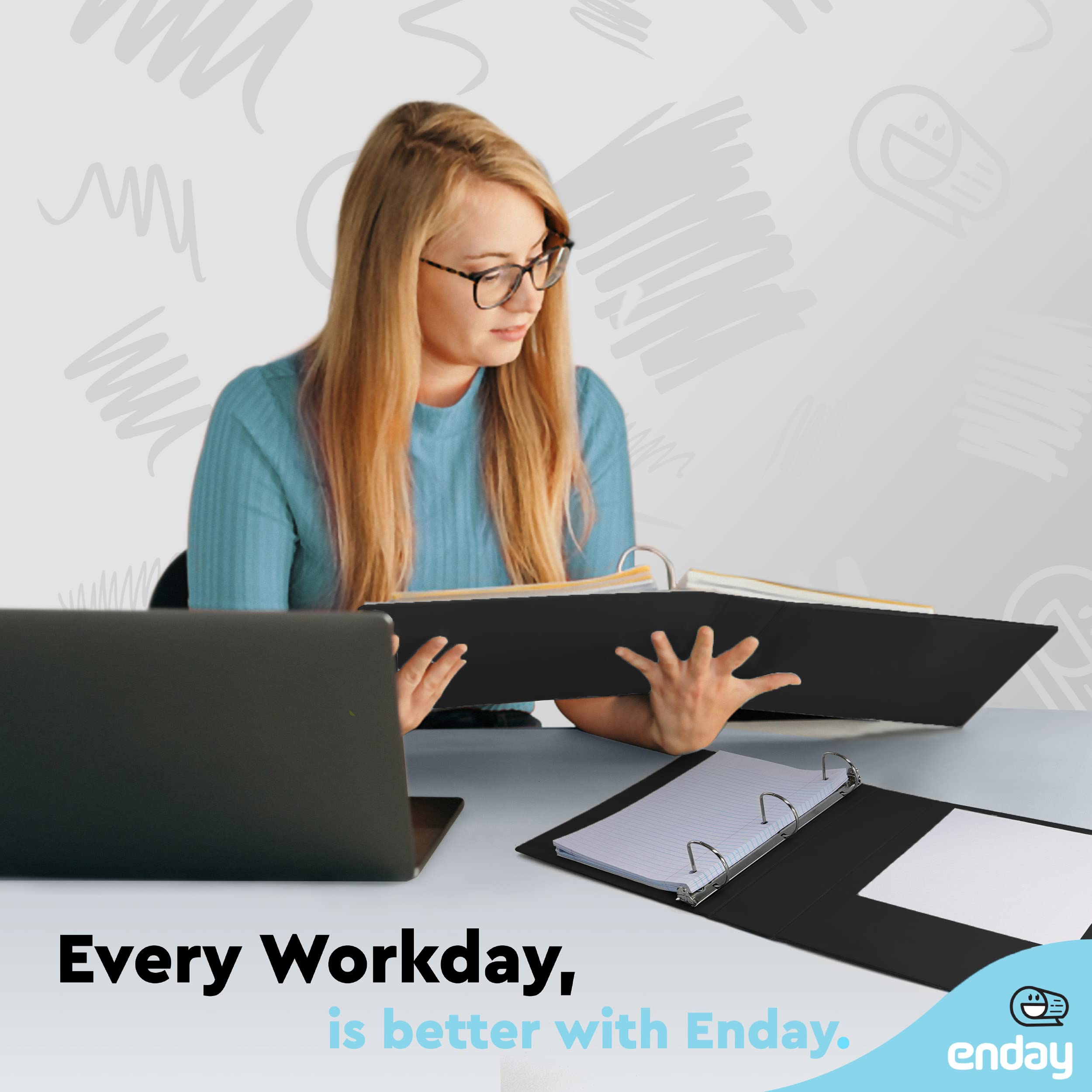 Enday 2 Inch 3 Ring Binder 6 Pack - Heavy Duty 2