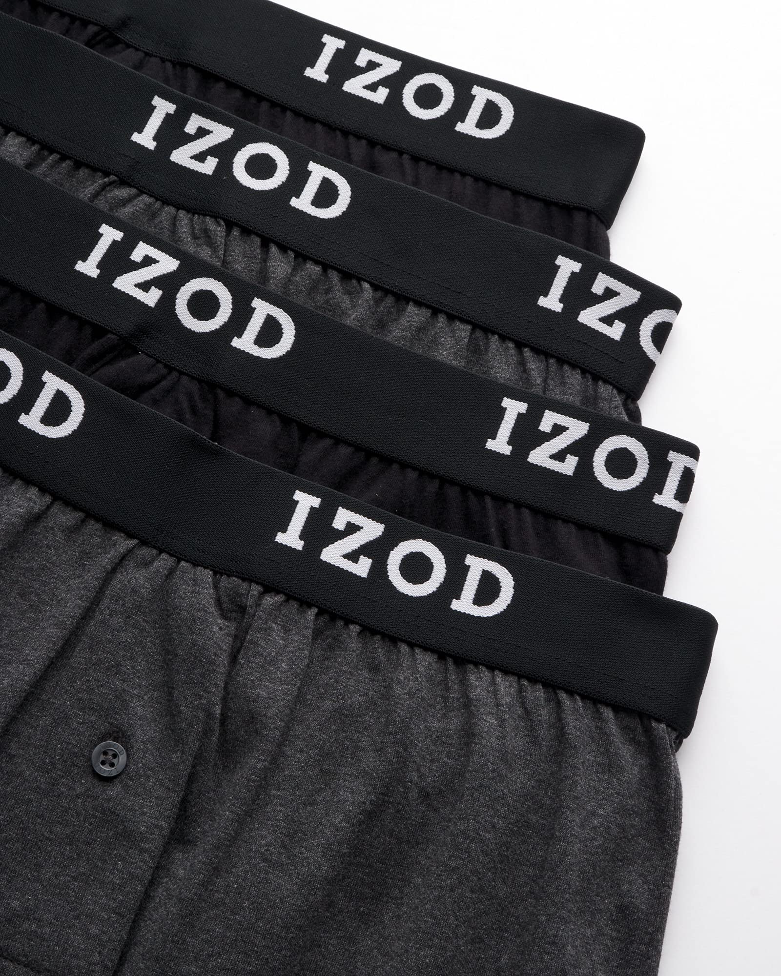 IZOD Men's Boxer Shorts 4-Pack - Classic Knit Underwear with Functional Fly - Soft & Breathable Cotton Boxer Briefs for Men (Sizes M-2XL) - Perfect for Everyday Wear, Workout & Lounging