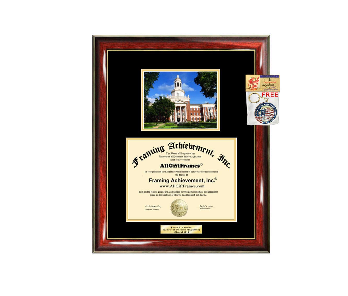Baylor University Graduation Diploma Frame - Personalized Engraved Picture Frame for Degree & Campus Photos - Perfect Graduation Gift for Students & Alumni - Display Your Achievement in Office, Dorm or Home Decor