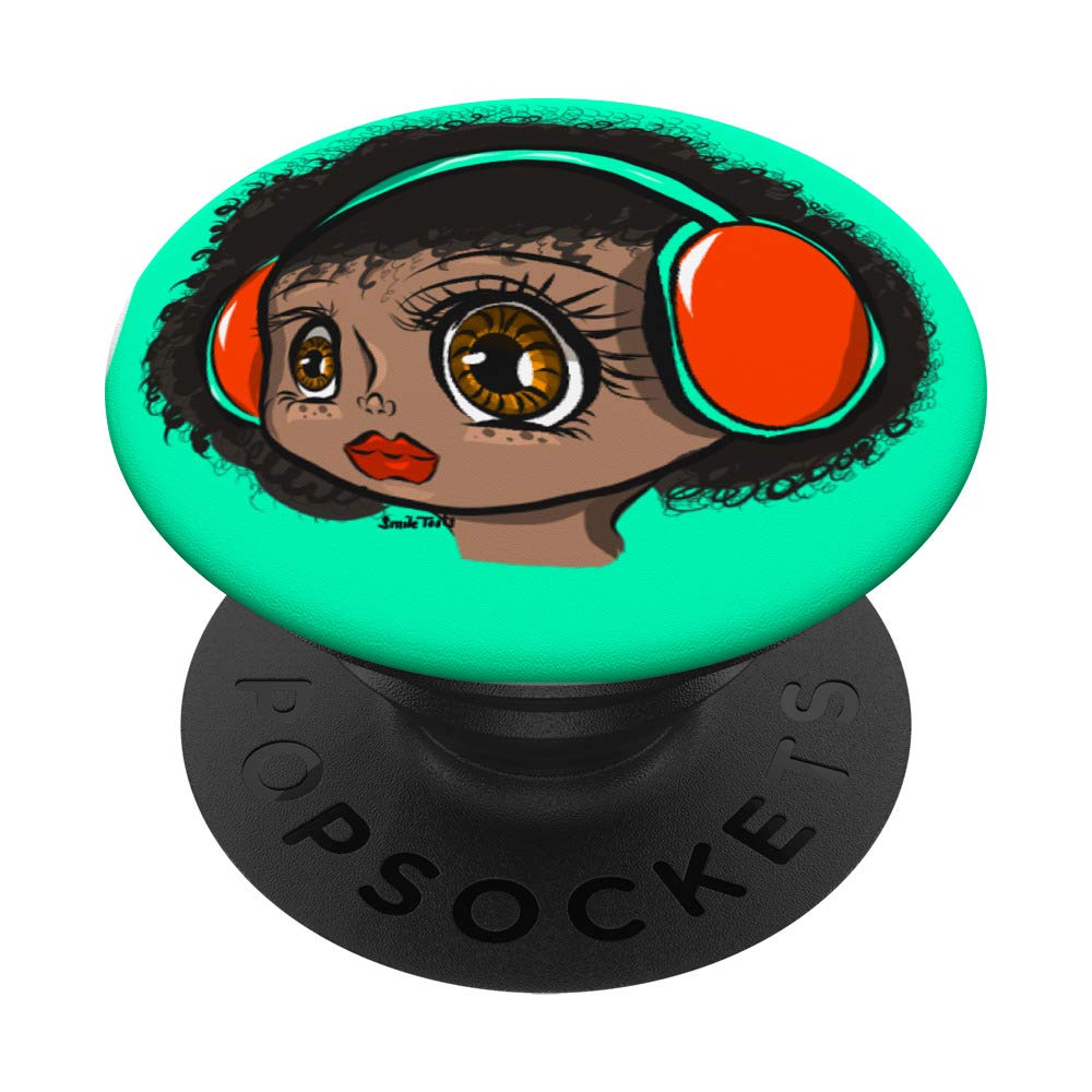 Stylish Afro Hair Phone Grip with Built-in Headphones - Collapsible Stand for iPhone & Android | Perfect for Music Lovers & TikTok Creators