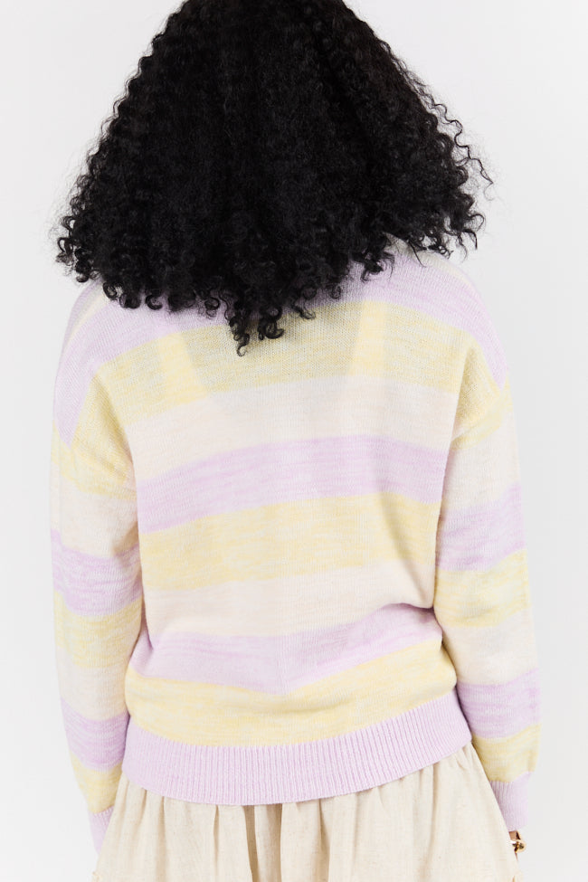 Stylish Purple Multi-Striped Cardigan for Women - Soft & Comfortable Knit Sweater | Perfect for Fall, Winter & Casual Outfits