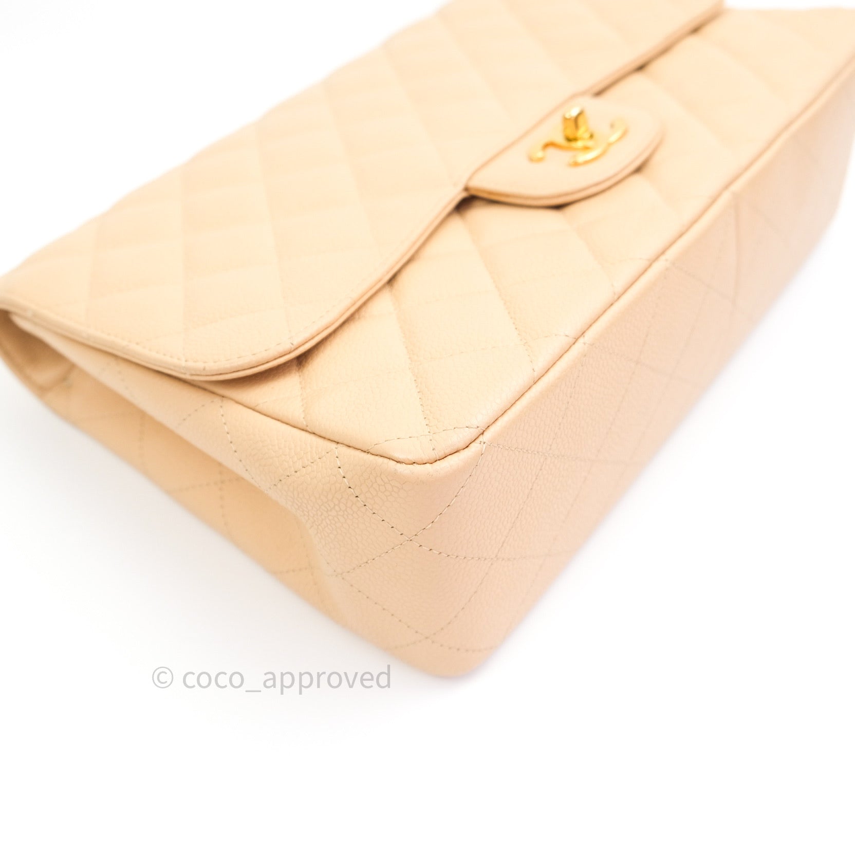 Chanel Classic Jumbo Single Flap Bag in Beige Caviar Leather with Gold Hardware - Luxury Designer Handbag for Women, Perfect for Work, Evening Events & Special Occasions