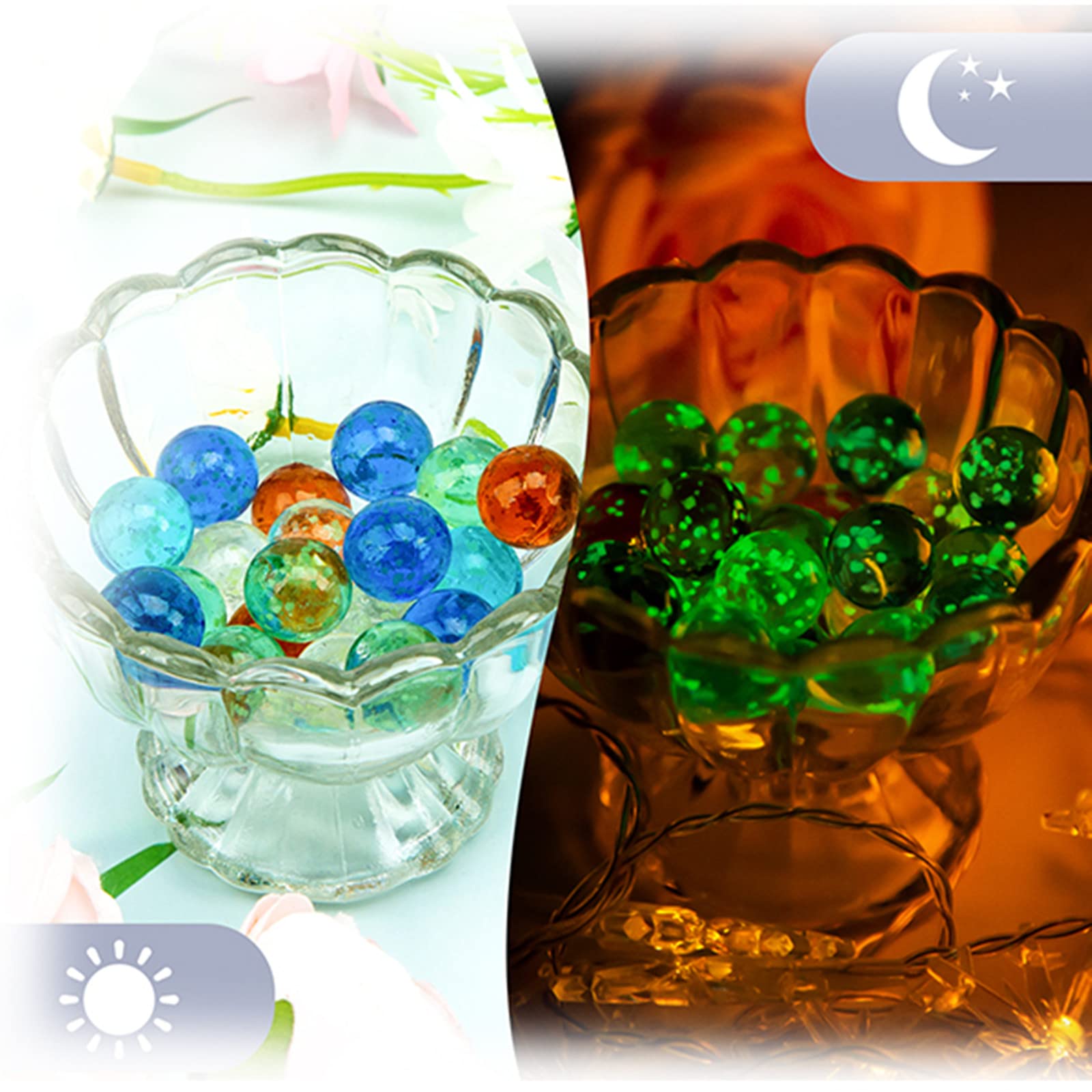 25 PCS Glow in The Dark Marbles - Bulk Luminous Colorful Glass Marbles for Kids, Marble Games & Nighttime Fun | Perfect for Marble Runs, DIY Crafts & Sensory Play