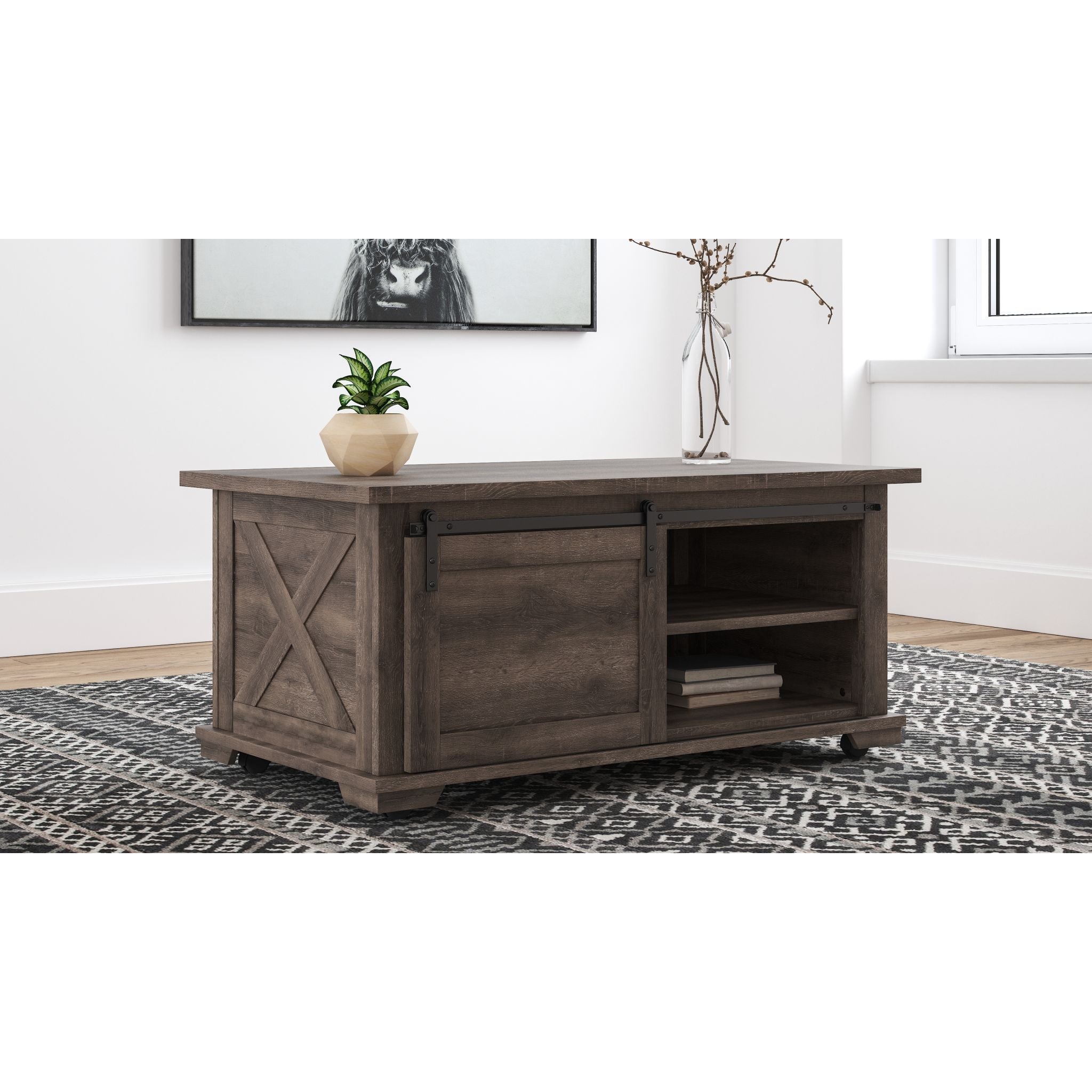 Modern Gray Arlenbry Coffee Table - Stylish Living Room Center Table for Small Spaces, Home Decor & Family Gatherings