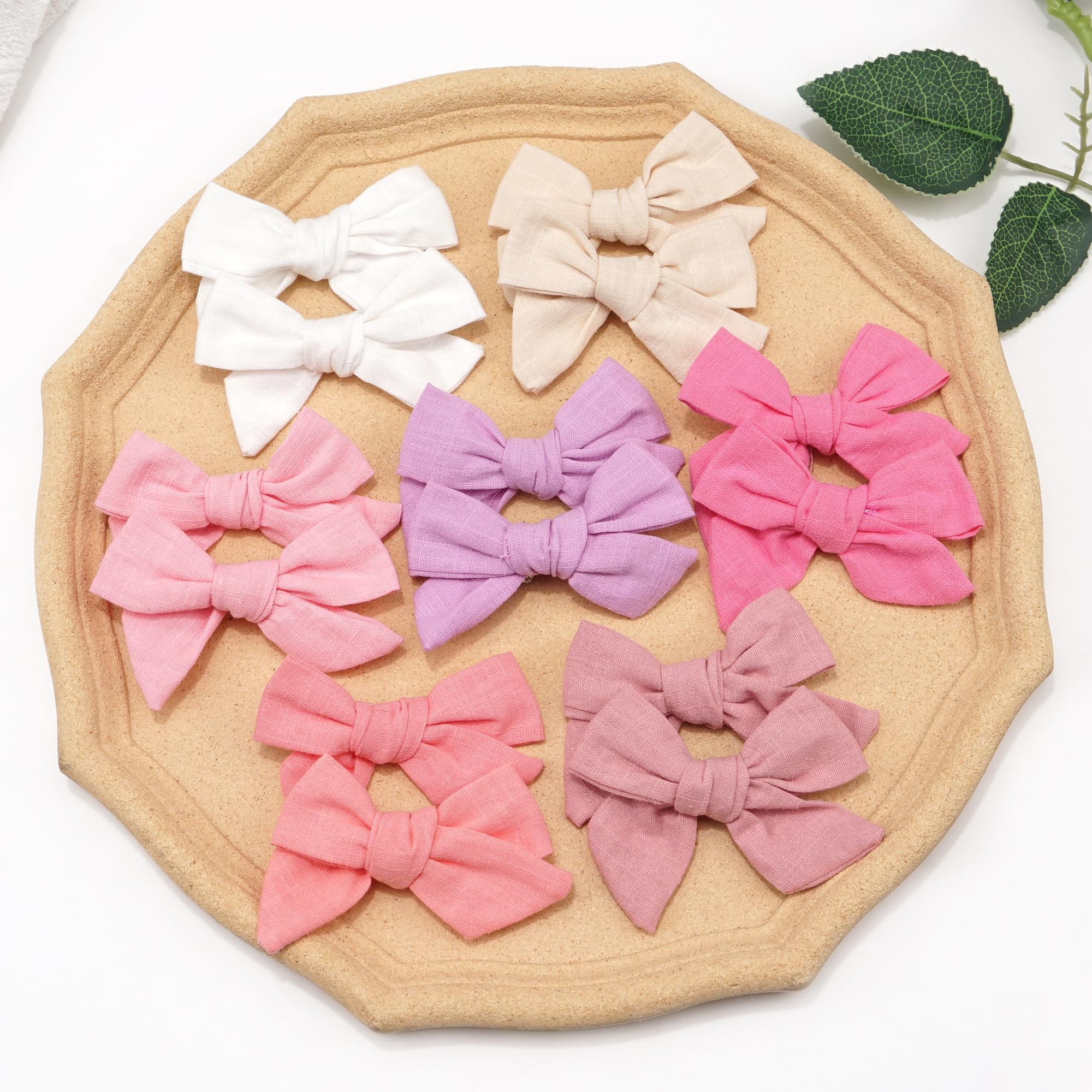 20Pcs Linen Hair Bows with Alligator Clips for Girls - CÉLLOT Baby Toddler Kids Teen Hair Accessories (Pink) | Perfect for School, Parties, Holidays & Everyday Wear