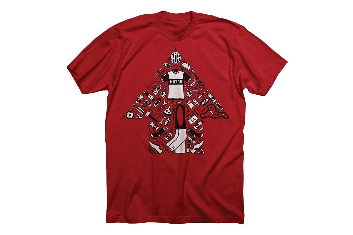 TwinSix Kit Grid T-Shirt (Red) for Men - Small Size | Comfortable Cotton Tee for Cycling, Running & Casual Wear