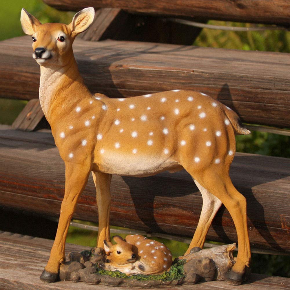 Feineshi Small Resin Deer Statue - Handcrafted Garden Sculpture, Cabin Animal Figurine for Indoor & Outdoor Décor - Perfect for Home, Office, Birthday & Christmas Gifts - Ideal for Patio, Lawn, Bookshelf or Mantel Decorations