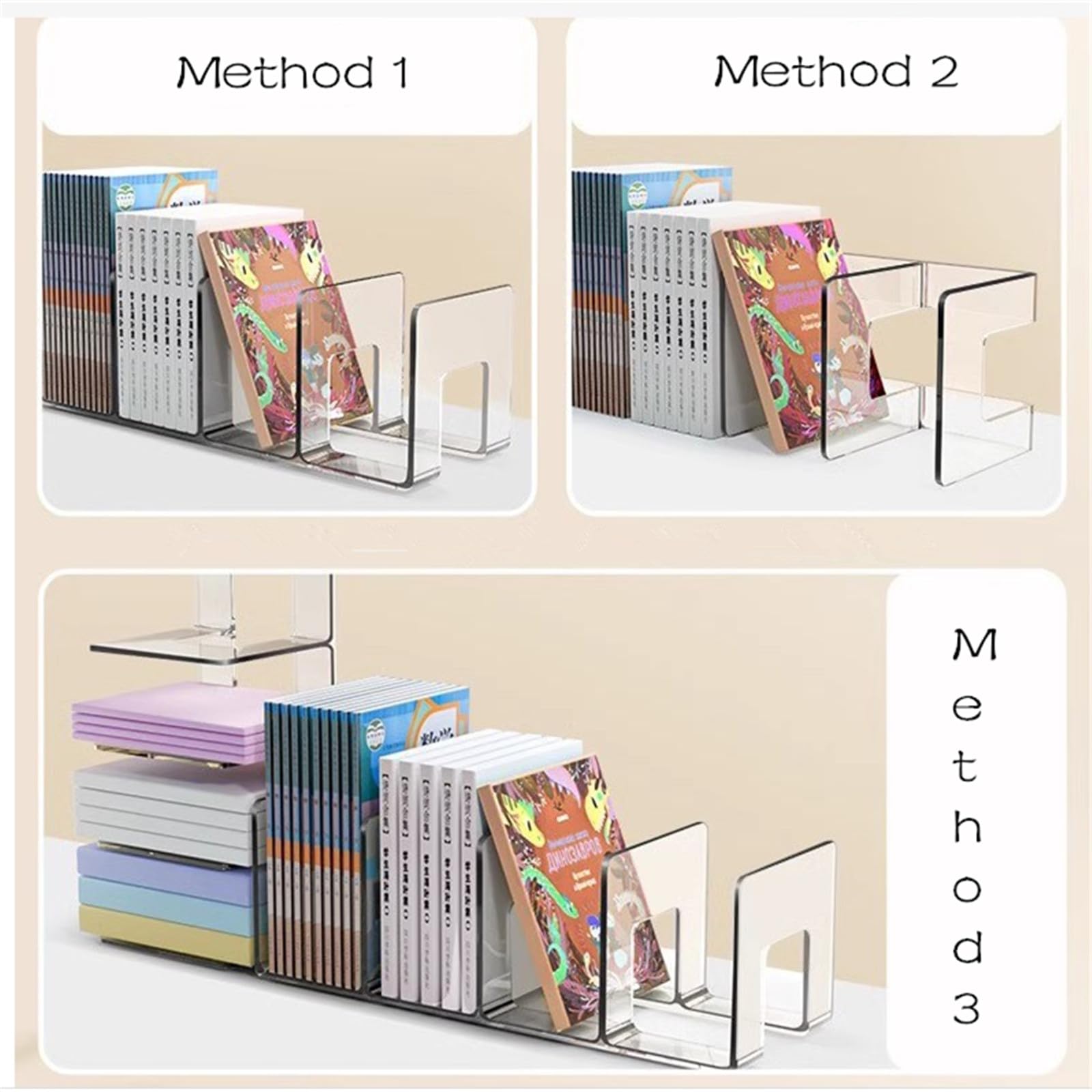 LUGUNU Clear Acrylic Purse Organizer & Desk File Sorter - 2 Pack Mesh Shelf Dividers for Closet, Office, Bookshelf Storage | Perfect for Handbags, Documents, Makeup & Home Organization