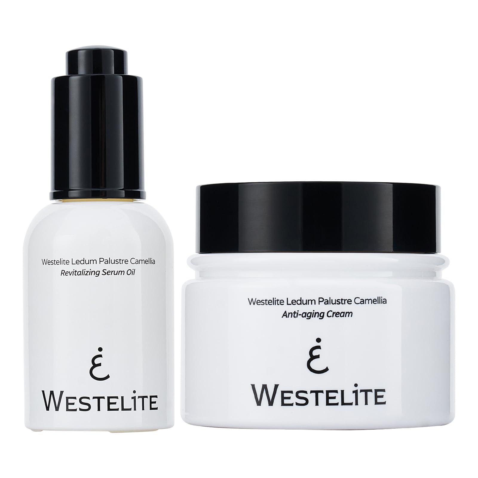 Anti-Wrinkle Skincare Set - Firming Face Oil (1 Fl Oz) & Moisturizing Facial Cream (1.7 Oz) with Camellia Japonica Seed Oil - Wrinkle Reduction & Hydration Bundle for Mature Skin - Perfect for Night Routine & Daily Anti-Aging Care