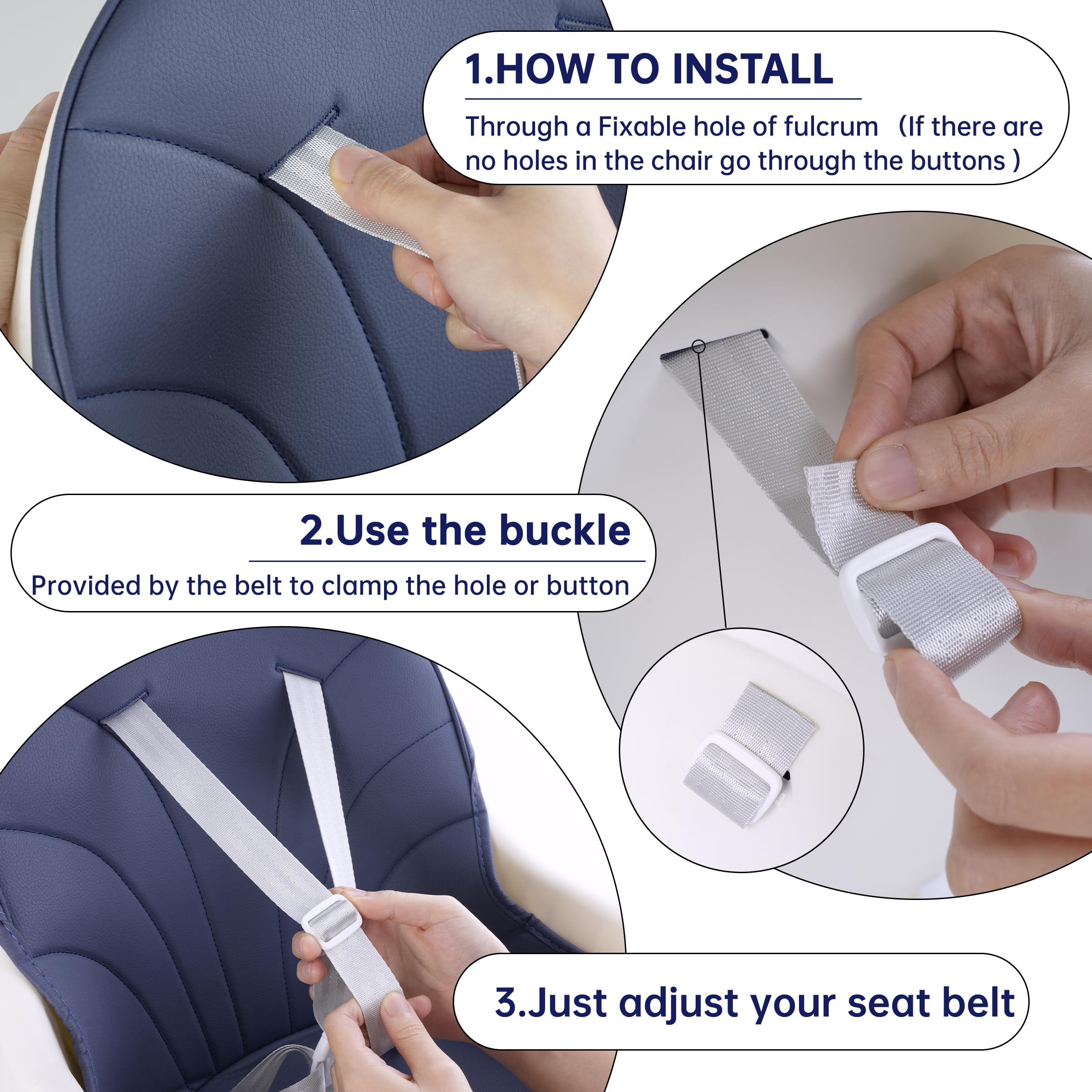Dual Ferv 5-Point Adjustable High Chair Straps Replacement - Safety Harness for Baby Stroller, Pram, Buggy & Pushchair (Grey) | Perfect for Dining, Travel & Outdoor Activities