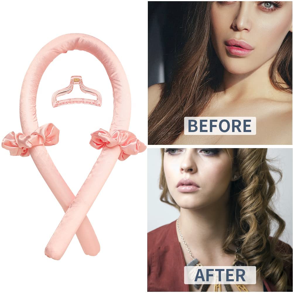 SAFE Satin Heatless Curling Set for Overnight Waves - No Heat Hair Rollers & Curling Rod Headband for Sleeping - Natural Heatless Curls Hair Styling Tool (Random Color) | Perfect for Bedtime, Travel, and Damage-Free Hairstyles