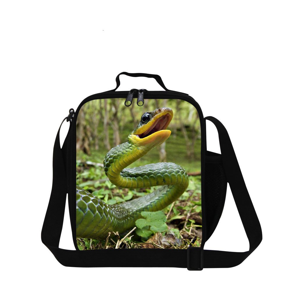 Snake Print Insulated Lunch Box for Kids - Reusable School Cooler Bag for Boys & Girls - Perfect for School, Picnics, and Outdoor Activities