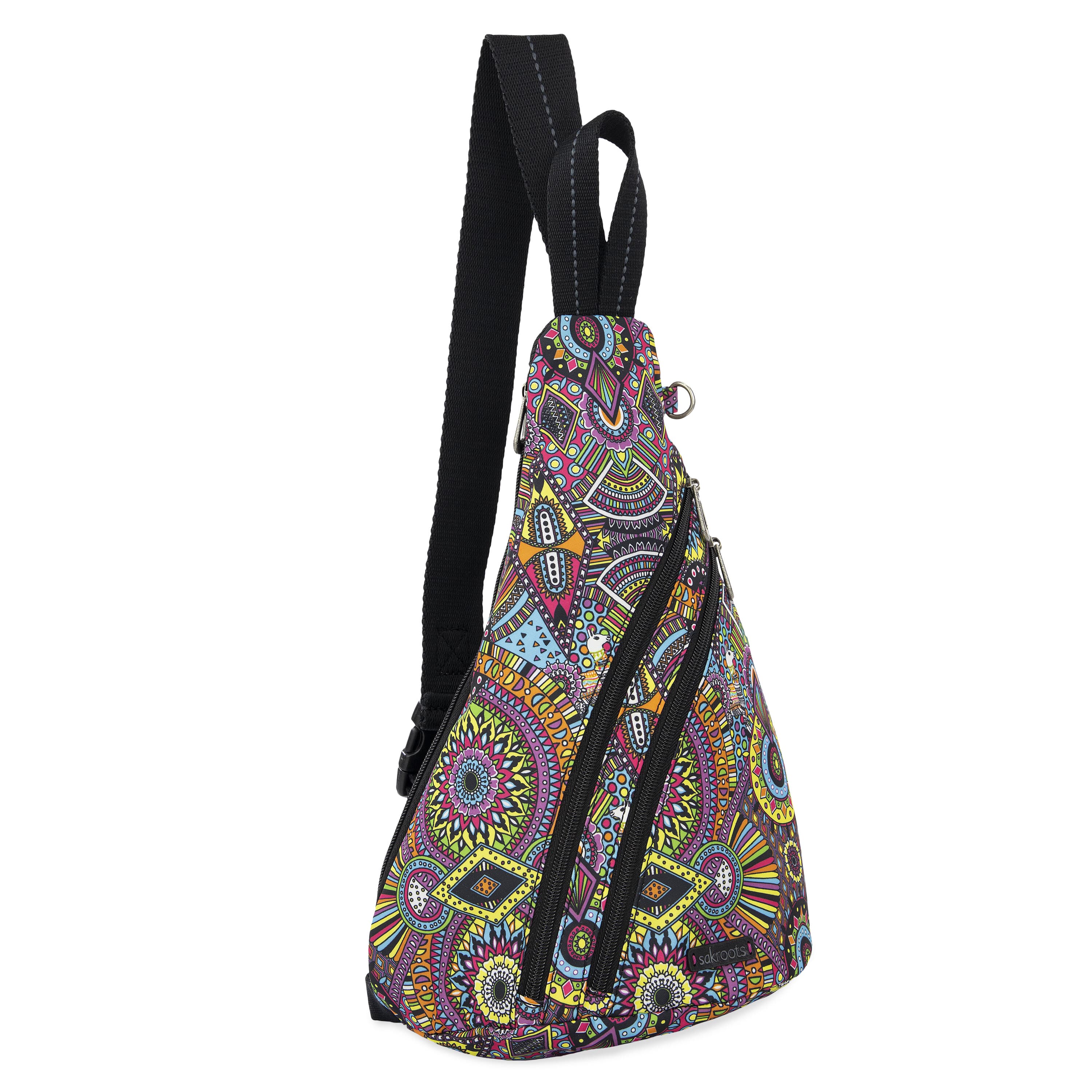 Eco-Friendly Sling Backpack for Travel & Hiking - Lightweight Water-Resistant EcoTwill - Rainbow Wanderlust Design - Perfect for Commuting, Outdoor Adventures & Daily Use