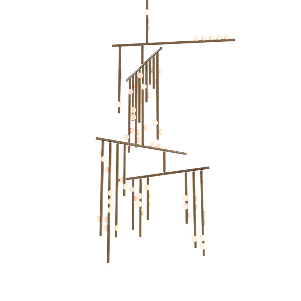 Brass Drop System Chandelier - Elegant Vintage Ceiling Light Fixture for Dining Room, Living Room & Bedroom Lighting