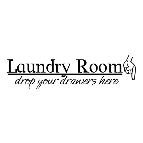 Laundry Room Wall Decal - 'Drop Your Drawers Here' Vinyl Wall Quote Sticker, Dark Brown Laundry Room Art Decor - Perfect for Laundry Room, Bathroom, or Closet Organization & Home Decor