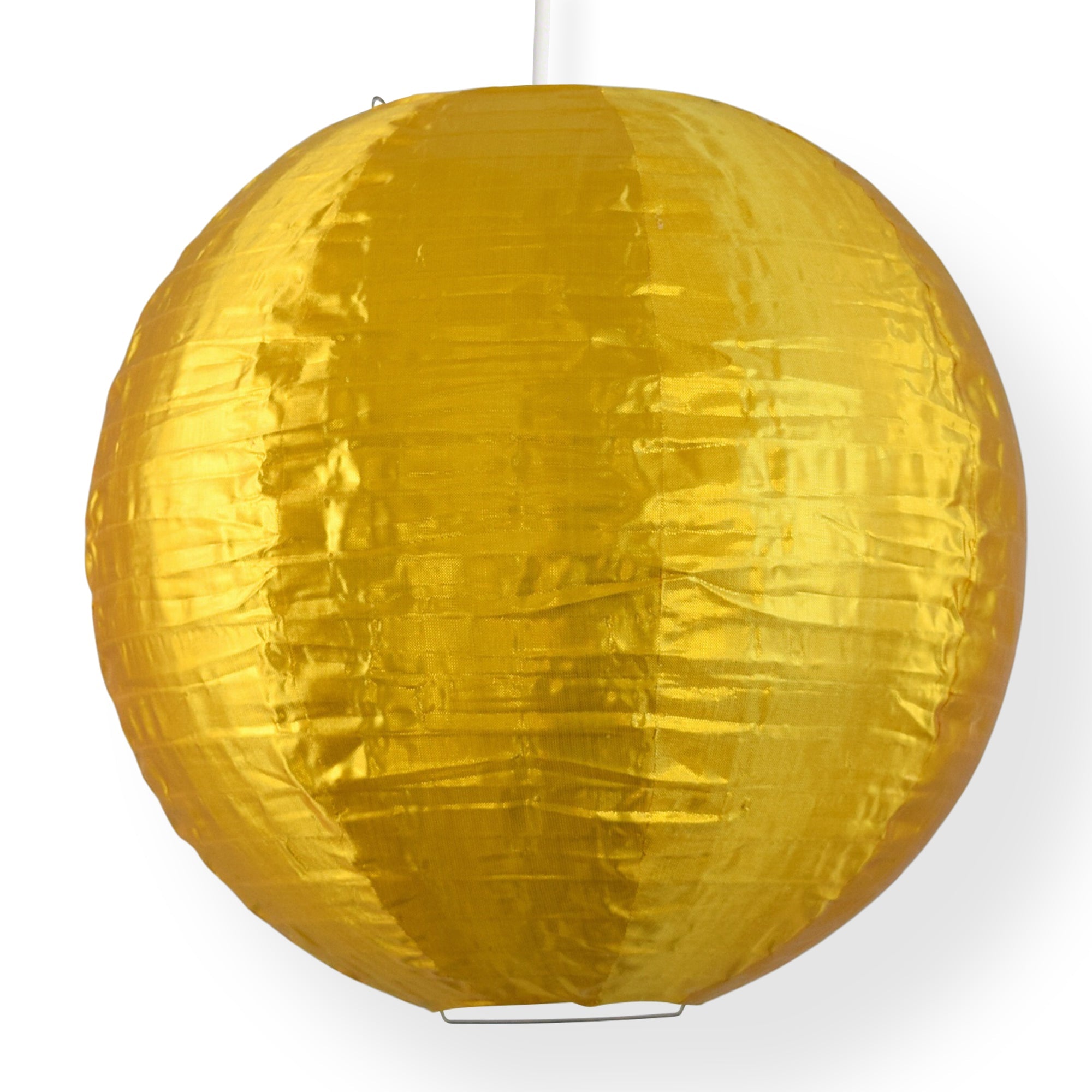14 Inch Gold Shimmering Nylon Lantern with Parallel Ribbing - Durable Hanging Decoration for Outdoor Patio, Garden Party & Wedding Decor