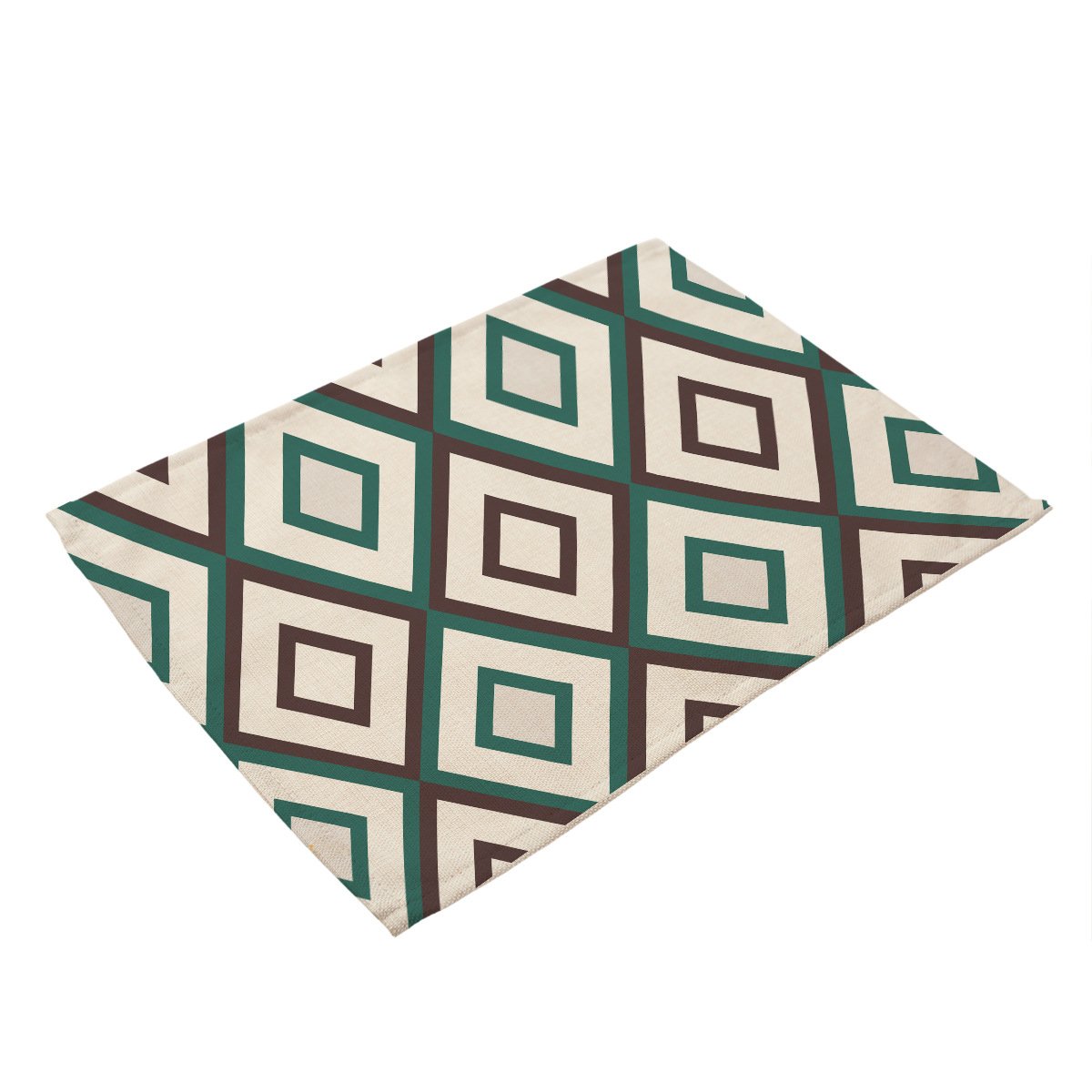 Tribal Square Diamond Shaped Abstract Aztec Cotton Placemats, Washable Set of 2 for Dining Room and Kitchen Table Decoration