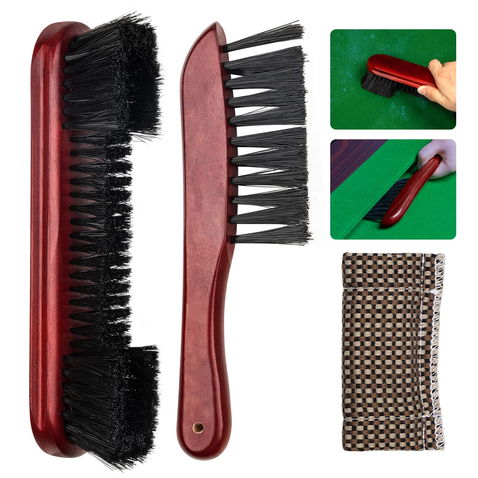Premium Pool Table Brush for Felt - Solid Wood Billiard Table Cleaning Brush Set with Soft Bristles | Professional Pool Table Accessories for Home Game Rooms, Bars, and Billiard Clubs