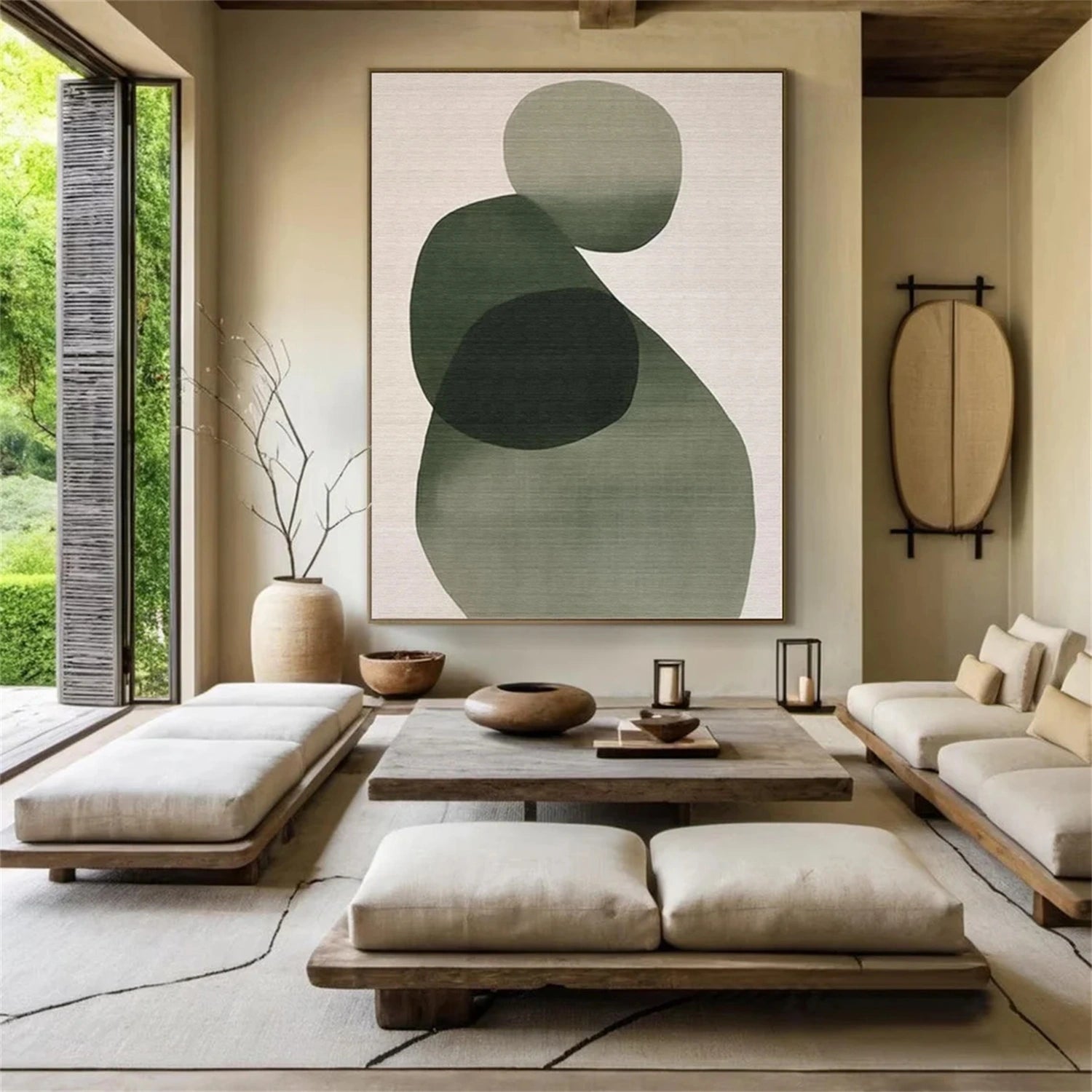 Blue & Green Abstract Canvas Wall Art #BG089 - Modern Home Decor for Living Room, Bedroom & Office