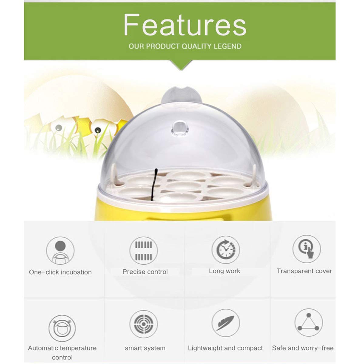 Automatic Mini Digital Egg Incubator with Temperature Control & Tray - 7 Egg Capacity for Chicken, Duck, Bird & Quail Eggs | Perfect for Home Poultry Farming, Classroom Science Projects & Backyard Hatching