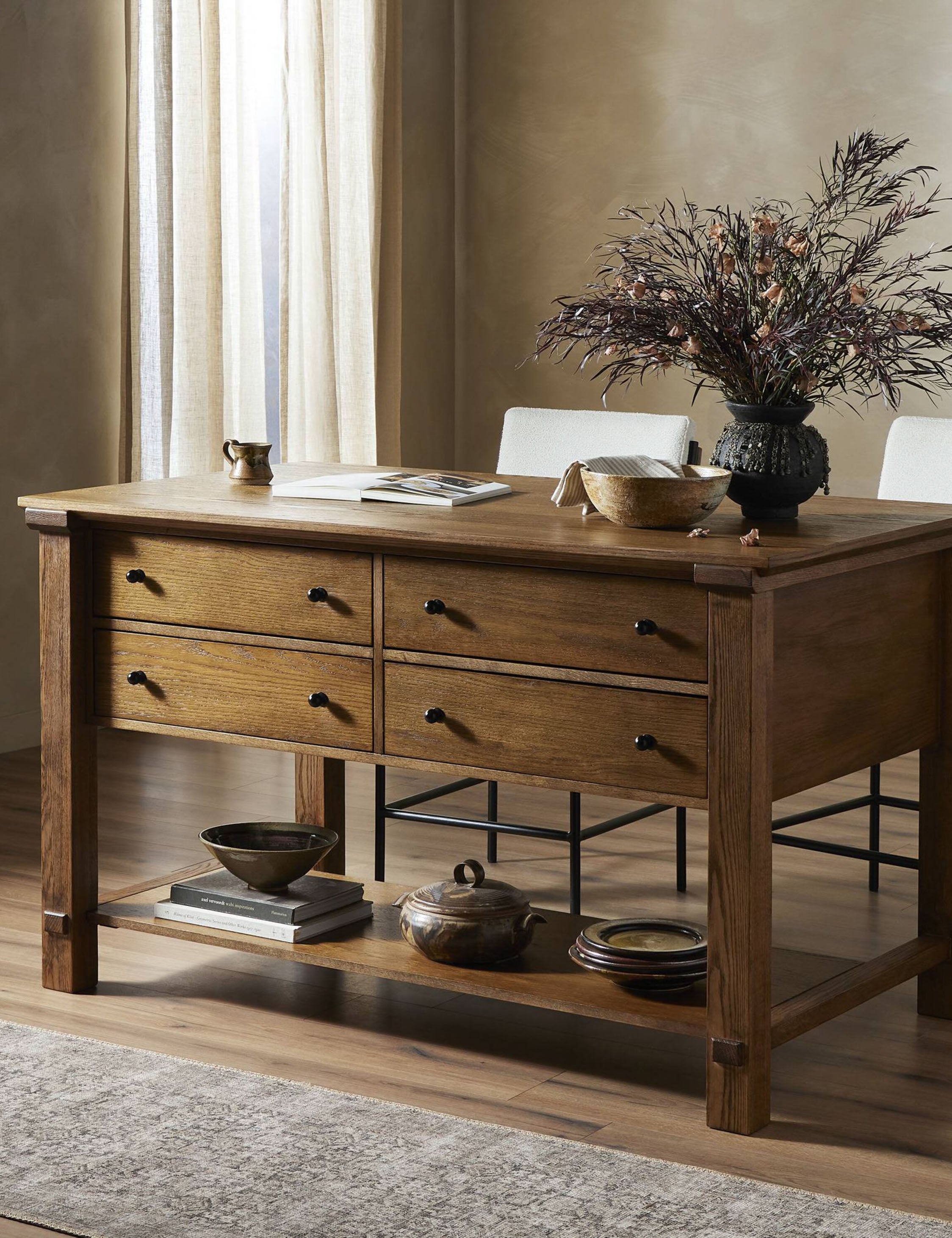 Burke Kitchen Island with Storage - Versatile Rolling Cart for Small Spaces, Perfect for Extra Counter Space & Organization in Apartments, Dorms, or Kitchens