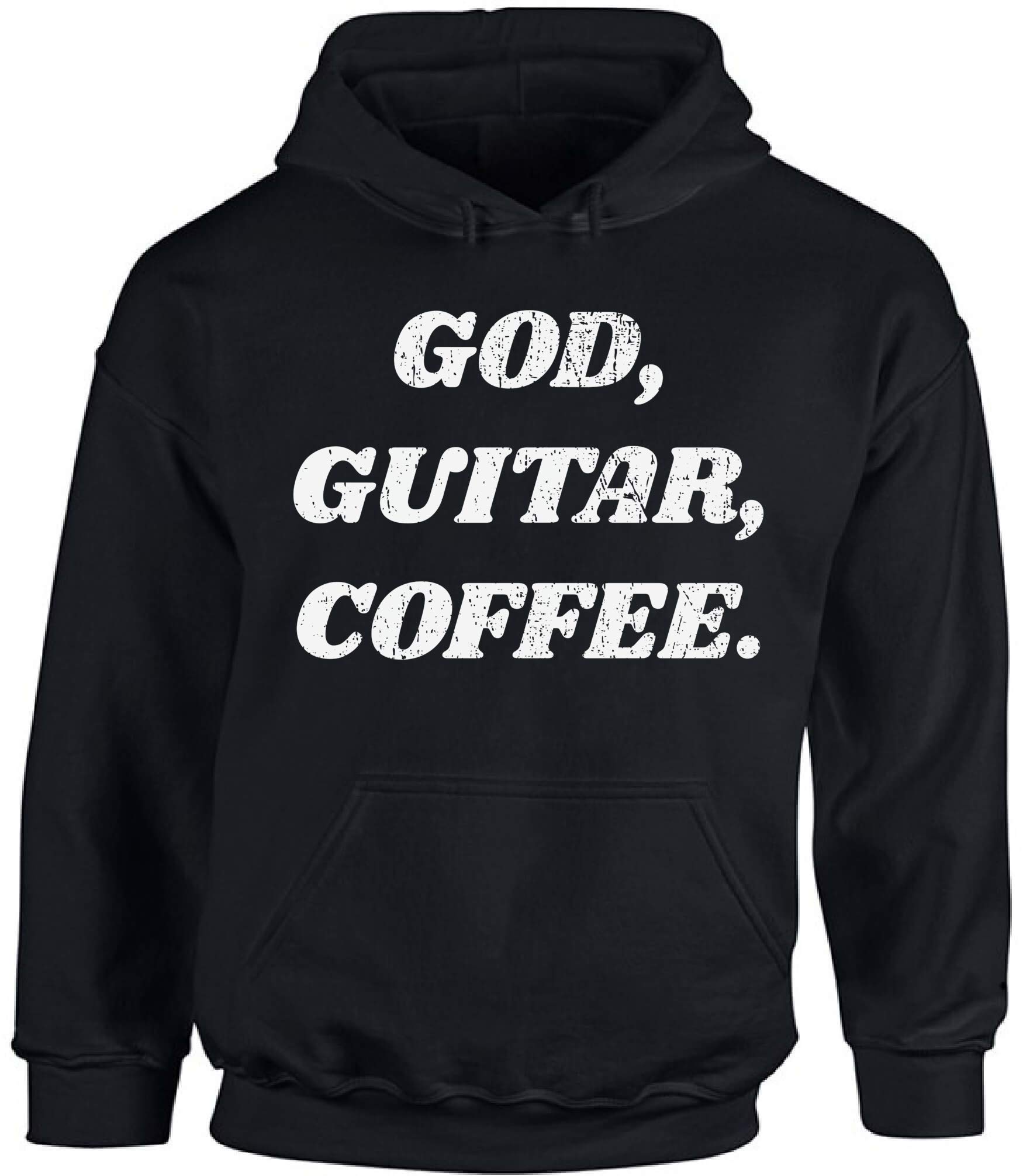 Christian Guitar Coffee Hoodie - Religious Gift Sweater with Hood for Music Lovers | Perfect for Church, Concerts & Casual Wear