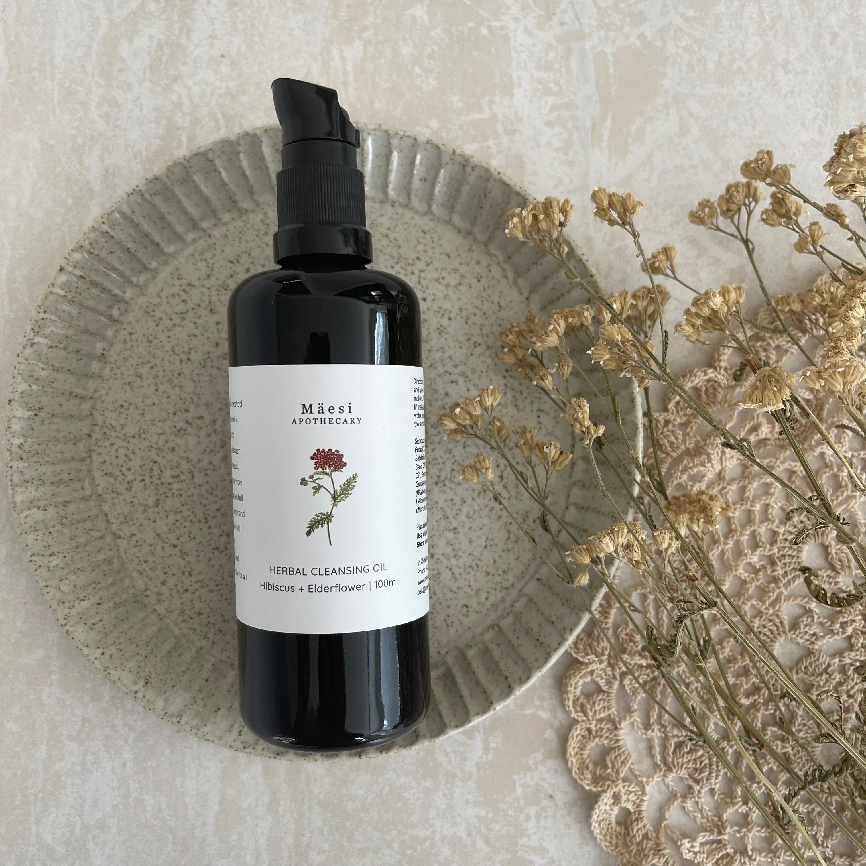 Organic Herbal Cleansing Oil with Elderflower & Hibiscus Extract | Gentle Makeup Remover & Facial Cleanser for All Skin Types | Perfect for Daily Skincare Routine & Spa Night Self-Care