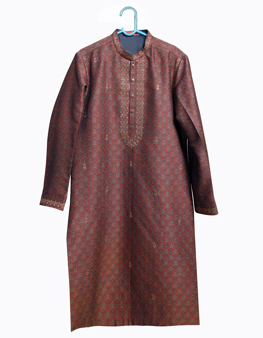 Blended Maroon Special Kurta by J. Junaid Jamshed | Elegant Pakistani Traditional Wear for Men | Perfect for Weddings, Eid & Festive Occasions