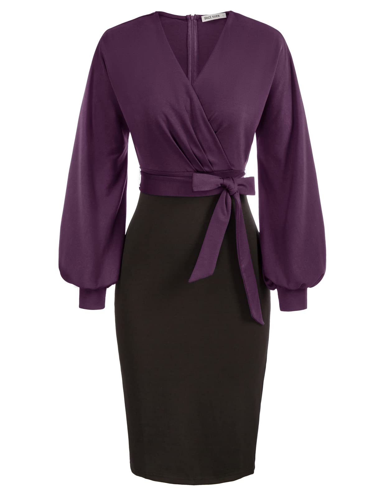 GRACE KARIN Women's Pencil Dress for Work, Wedding Guest & Cocktail Party - Elegant Long Sleeve Office Dress for Professional & Formal Occasions