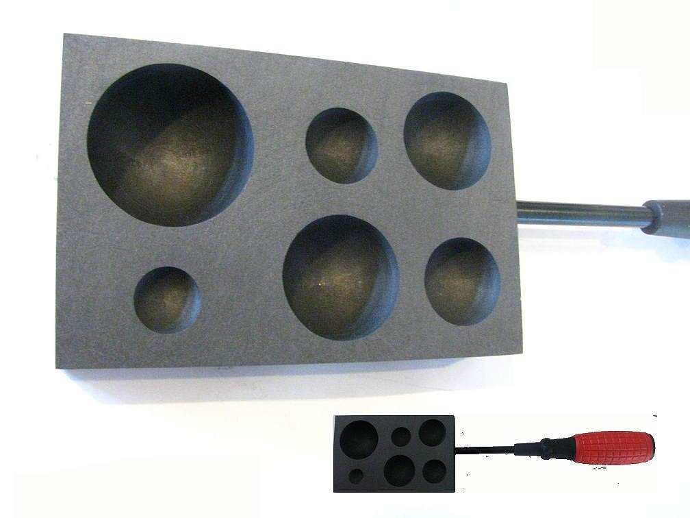 Premium USA-Made 6-Hole Lampwork Marble Maker Graphite Marver - Perfect for Glass Blowing, Bead Making & DIY Art Projects