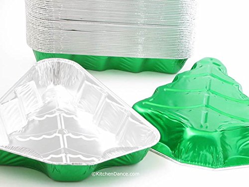 KitchenDance 36oz Disposable Christmas Tree Cake Pans - 100 Count Aluminum Foil Baking Pans for Cakes, Cookies, Holiday Desserts | Perfect for Christmas Baking, Party Treats & Festive Food Preparation