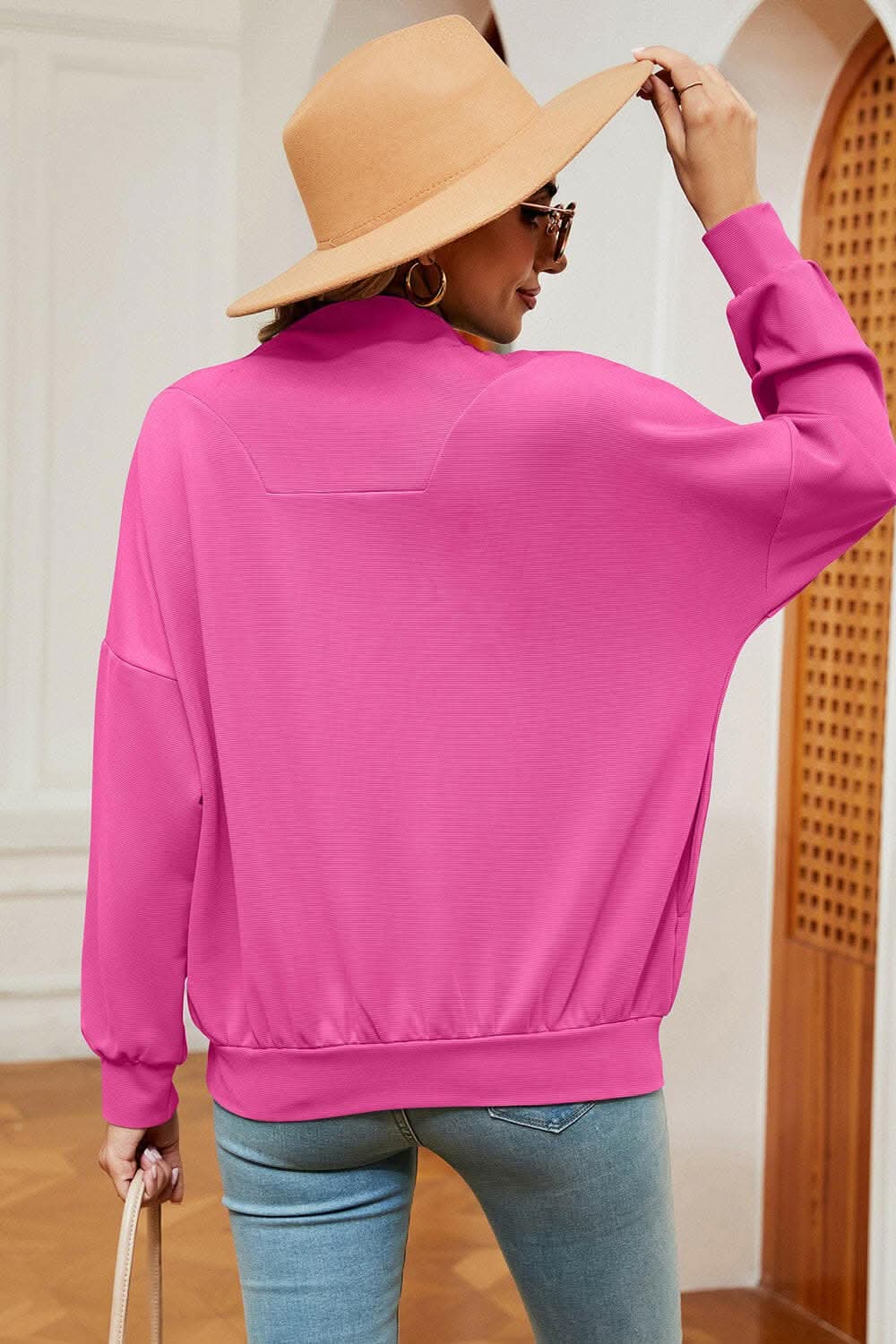 Stylish Women's Half Zip Sweatshirt with Pockets - Cozy Pullover for Casual Outfits, Outdoor Activities & Lounge Wear