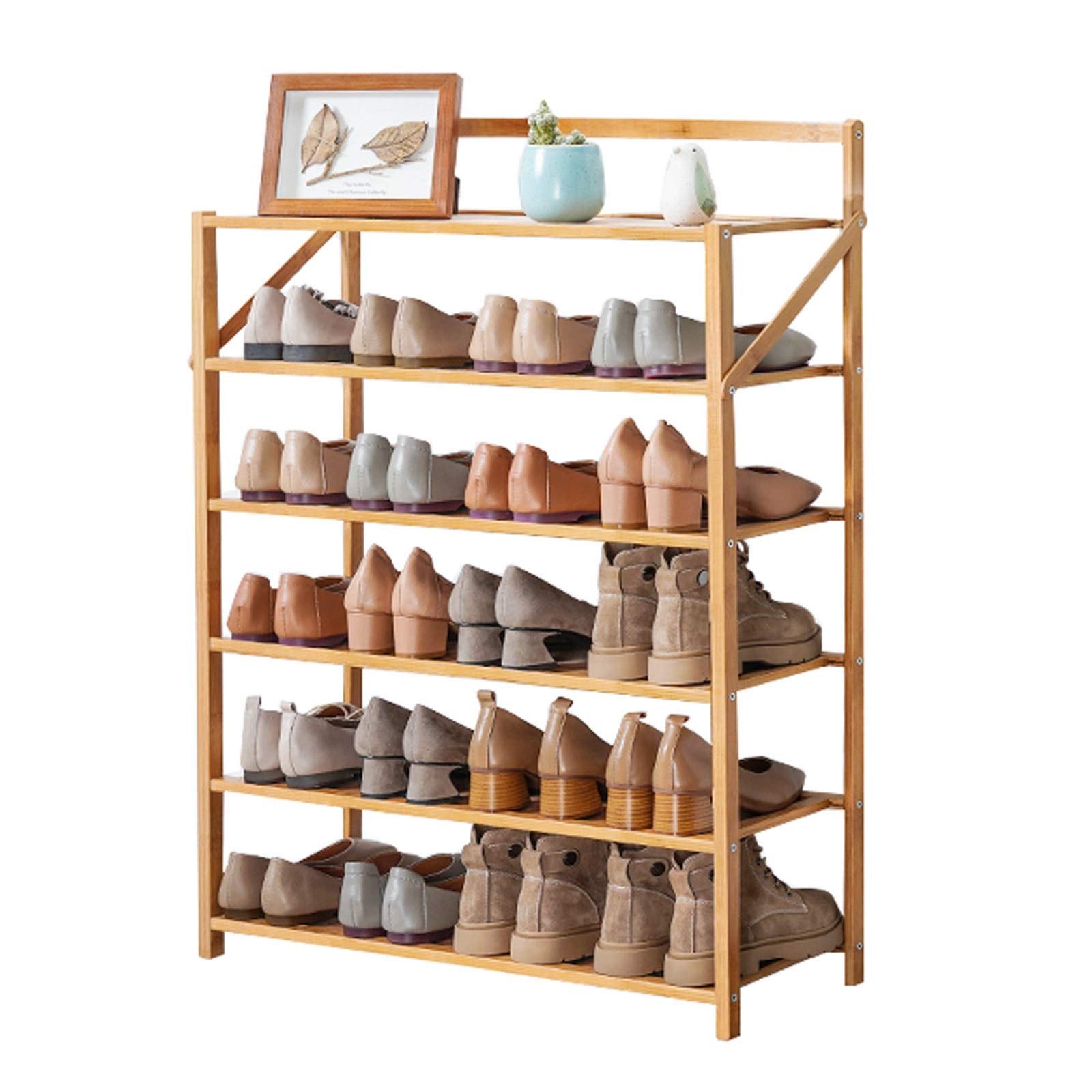 Foldable Wood Shoe Rack - 5 Tier Storage Organizer for Home & Dorm