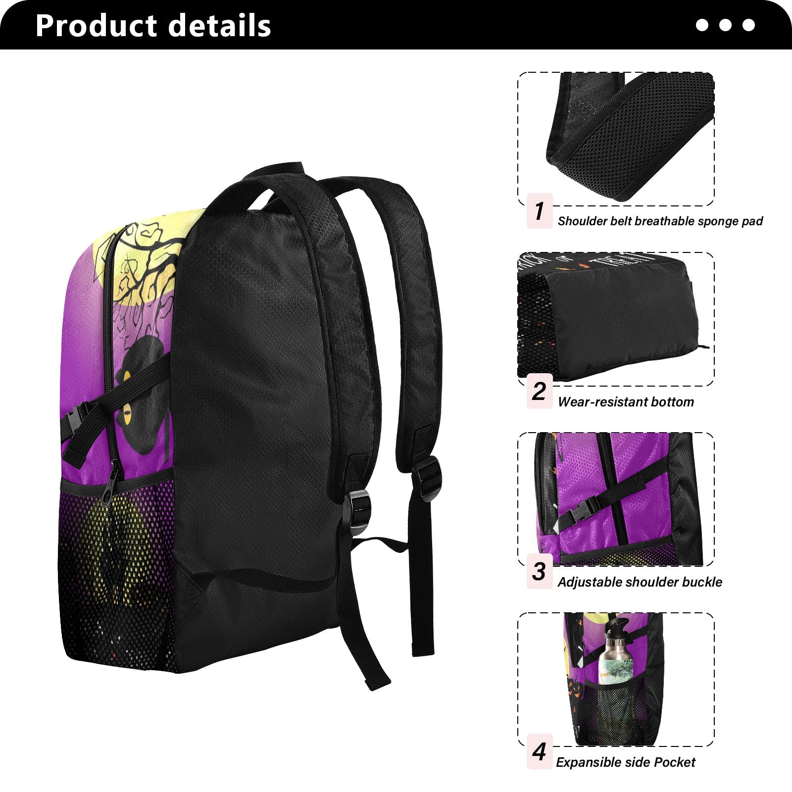 Waterproof 20L Lightweight Packable Backpack for Halloween Hiking, Outdoor Travel & Camping | Haunted House Bat Design Grocery Daypack | Perfect for Trick-or-Treating, Adventure Trips & Daily Commute