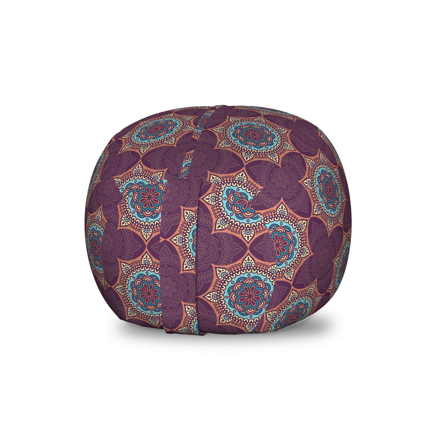 Ambesonne Ethnic Storage Toy Bag Chair - Washable Multicolor Flower Pattern with Oriental Cultural Motifs, Small Size Stuffed Animal Organizer | Perfect for Kids' Room, Playroom & Nursery Organization