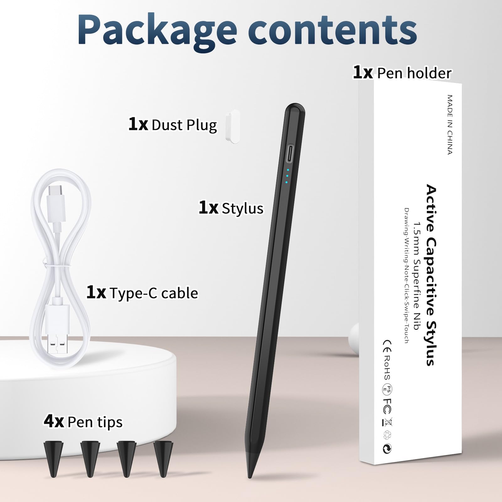 Premium Stylus Pen for iPad (2024-2018 Models) - Fast 30-Min Charge, Tilt Sensitivity, Palm Rejection & Magnetic Attachment - Compatible with iPad 10/9/8/7/6, iPad Air 3/4/5/11/M2, iPad Mini 5/6, iPad Pro 11/12.9/13-Inch M4 - Perfect for Drawing, Note-Taking & Digital Art
