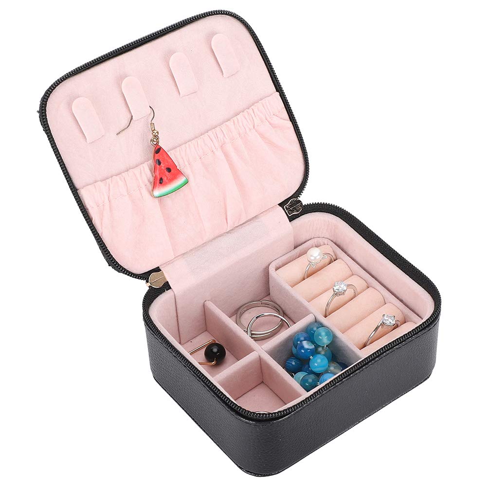 Elegant Jewelry Organizer Box for Women - Premium Ring, Earring, Bracelet Storage Case - Perfect Jewelry Gift Box for Girlfriend, Wife & Friends - Ideal for Travel, Wedding & Daily Use (Black)