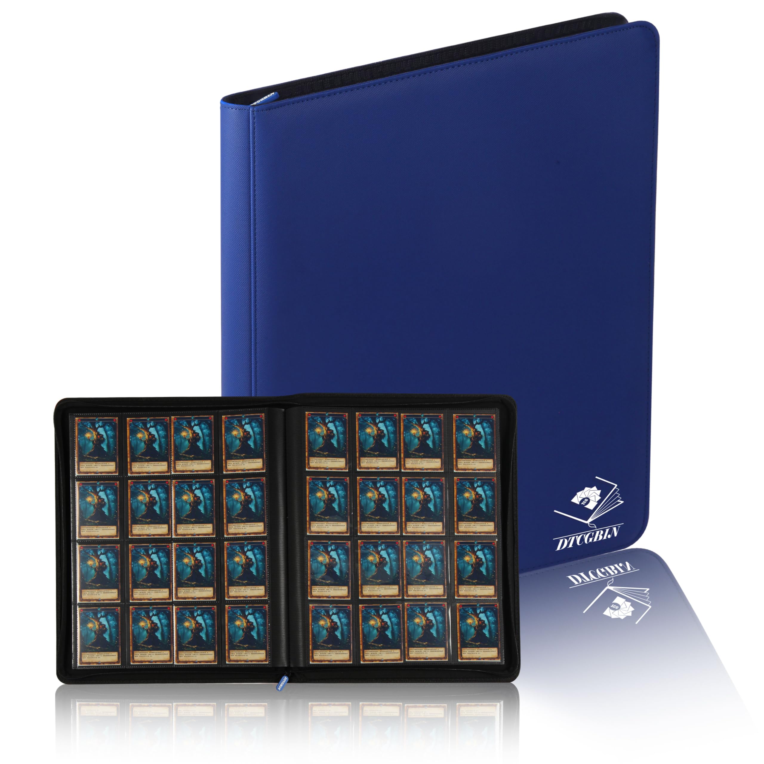 Premium Pokemon Card Binder - Holds 1000+ Trading Cards, 16-Pocket Ringless Side Loading Design with Zipper, Durable TCG Album Folder (Blue) - Perfect for Collectors, Tournaments & Card Storage