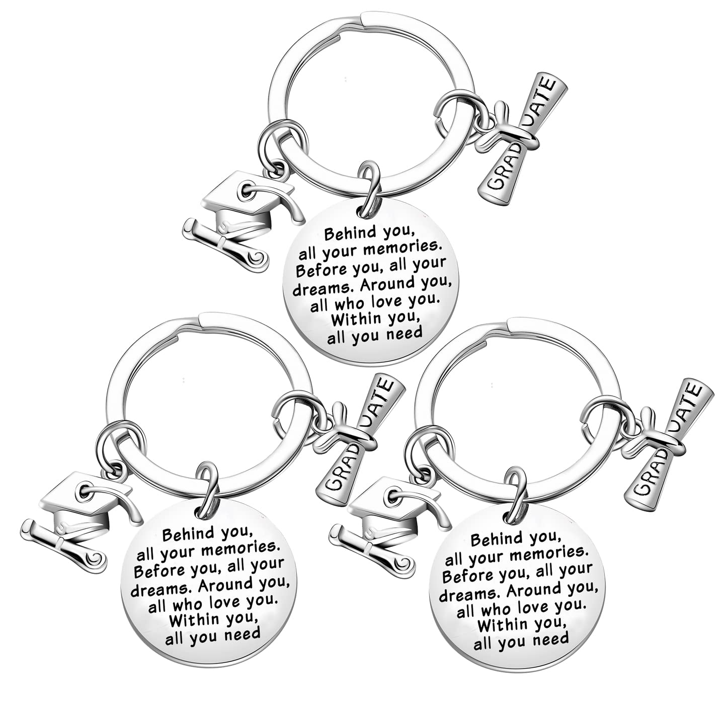 3PCS Inspirational Graduation Keychains - High School & College Graduation Gifts for Students - Perfect for Commencement Ceremonies, Graduation Parties & Academic Achievements