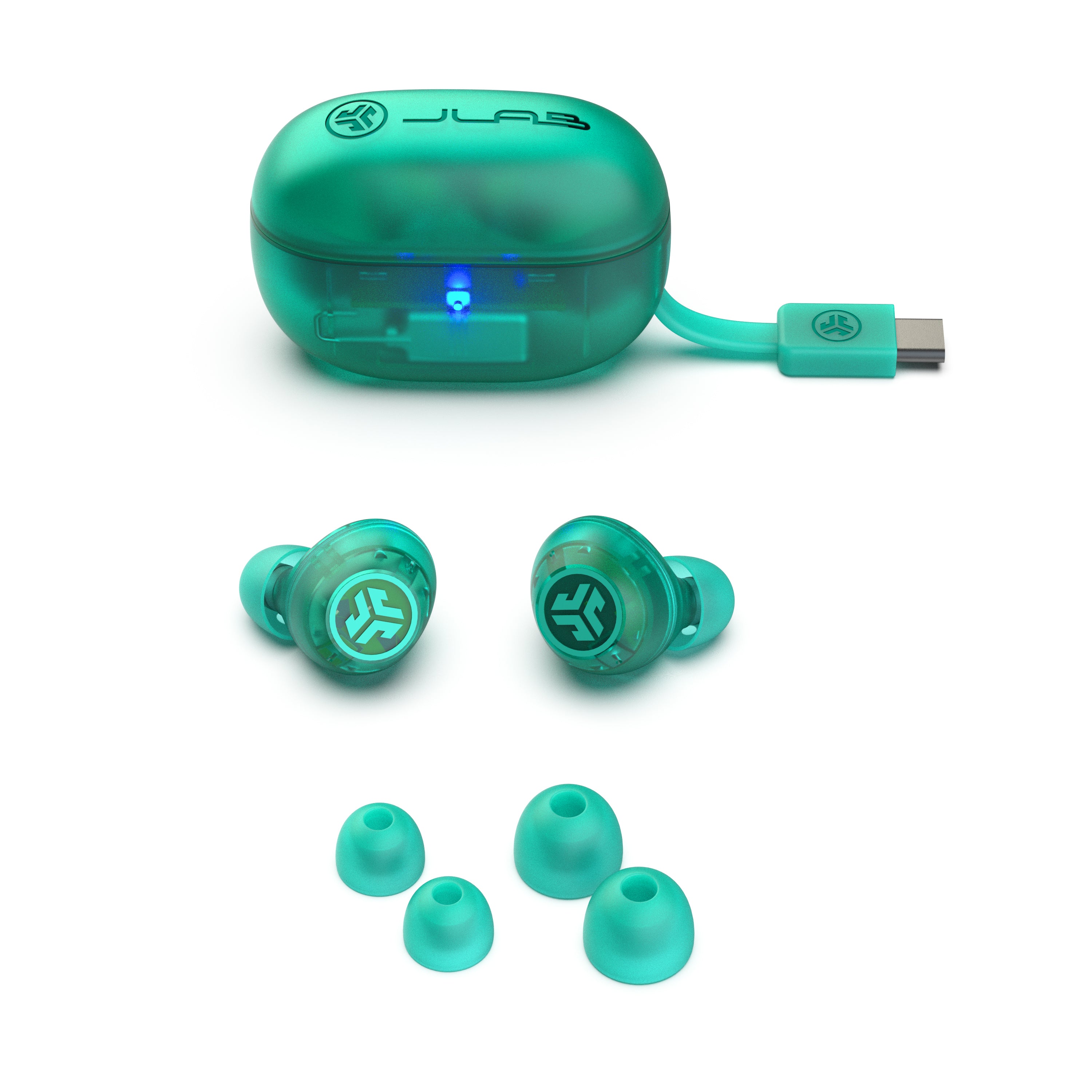 Go Pop ANC True Wireless Earbuds with Active Noise Cancellation - Transparent Teal Bluetooth Earbuds for Gym, Running, Workout & Travel | Crystal Clear Sound & Long Battery Life