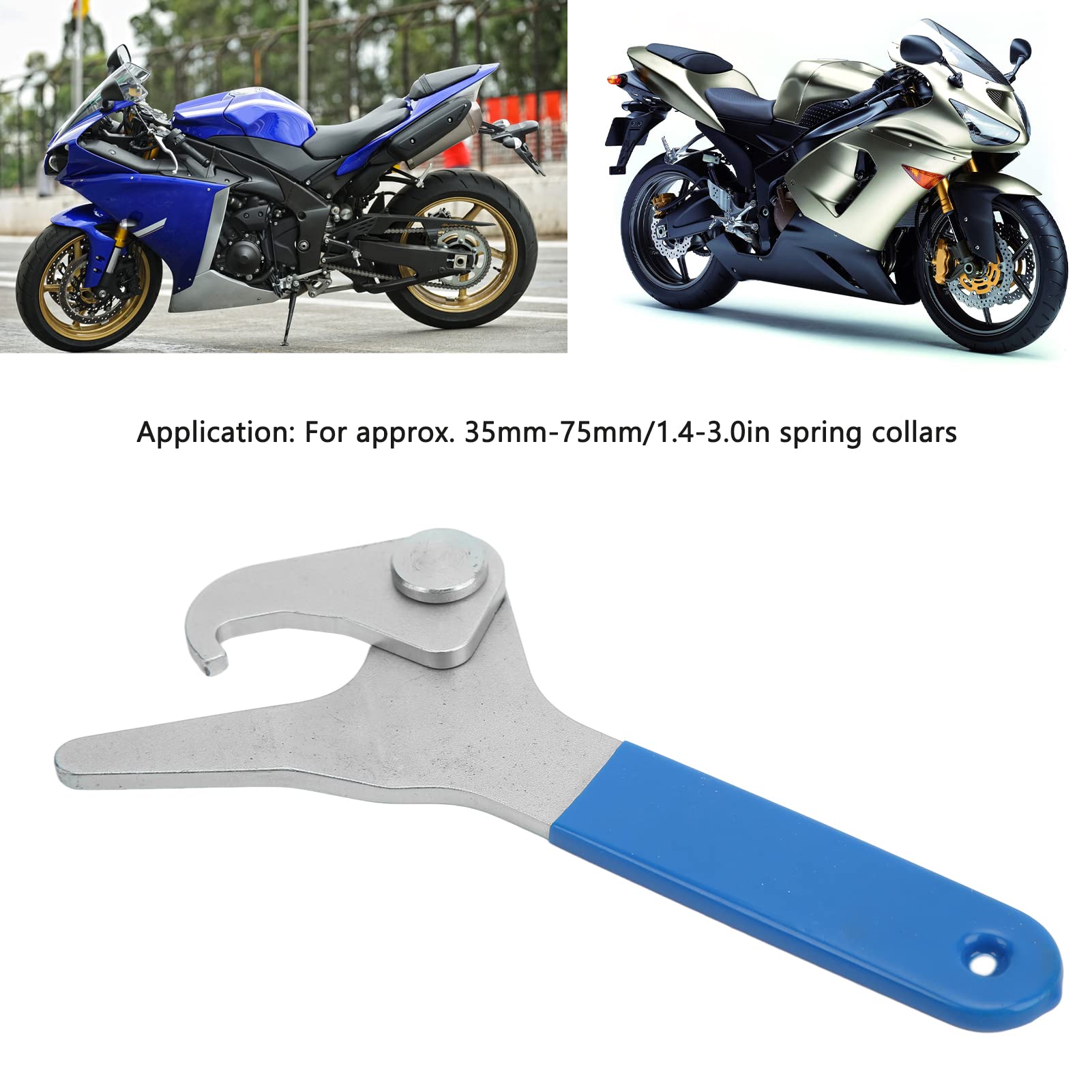 Acouto Adjustable Shock Wrench - Motorcycle Shock Spanner Tool with Anti-Slip Hooked Jaw for 35mm-75mm Spring Collars - Perfect for Suspension Maintenance & Off-Road Bike Repairs