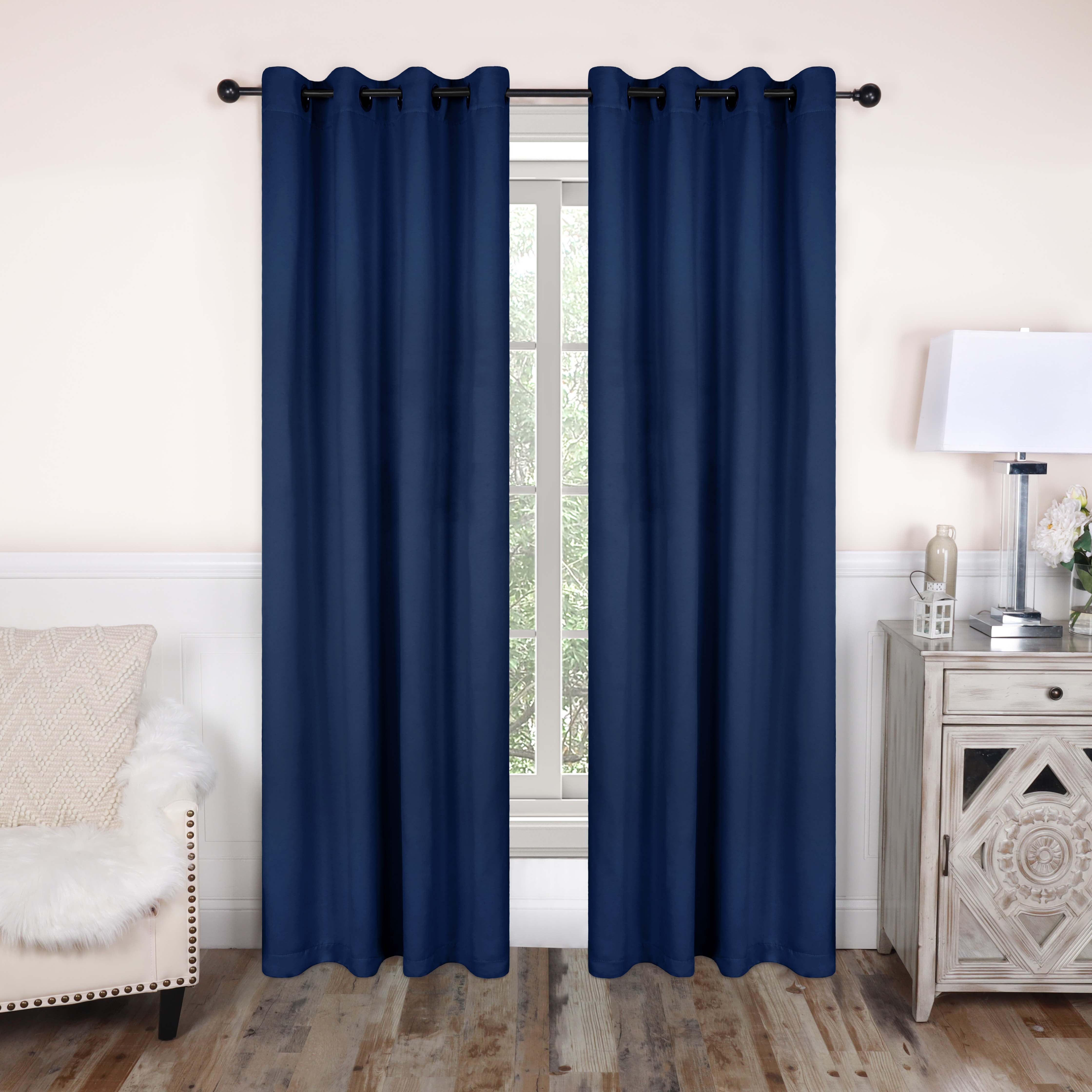 Solid Classic Modern Grommet Blackout Curtain Set - Thermal Insulated Window Drapes for Living Room & Bedroom - Noise Reducing & Light Blocking for Better Sleep