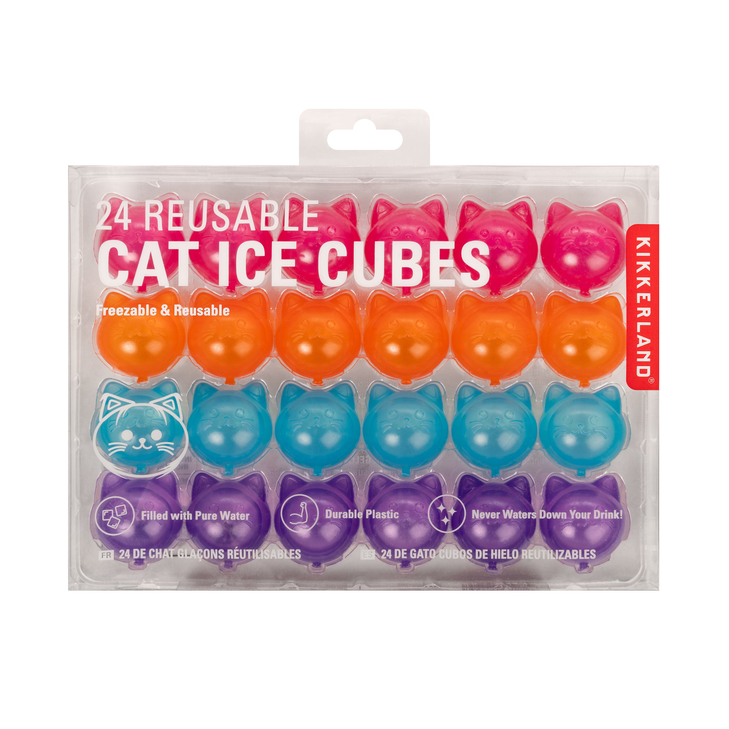 24 Reusable Cat-Shaped Ice Cubes for Drinks - Fun & Safe for Cocktails, Iced Coffee, and Party Beverages