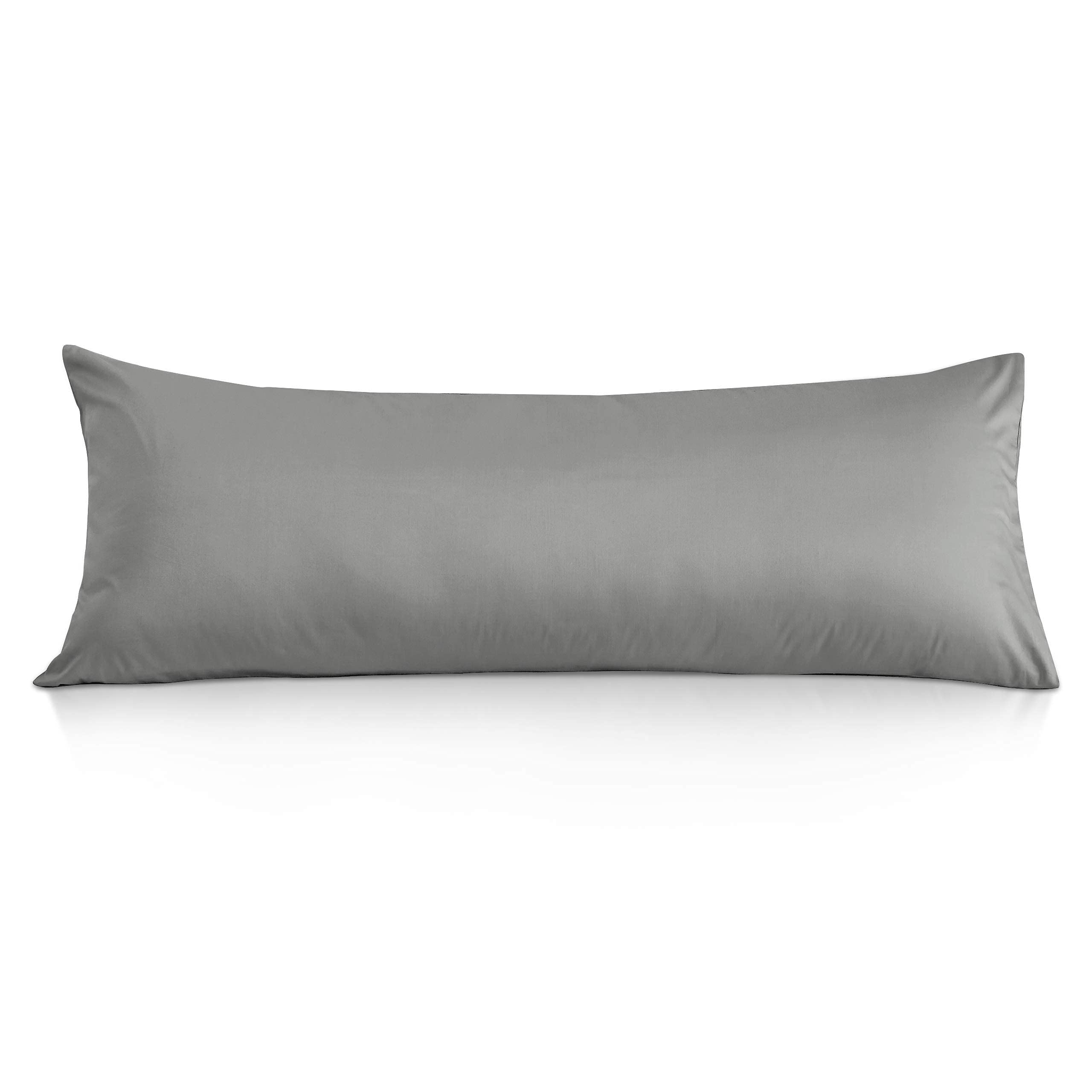 Premium Leeden White Body Pillow with 100% Cotton Light Grey Cover - 800 Thread Count for Ultimate Comfort - Perfect for Side Sleepers, Pregnancy Support & Home Decor