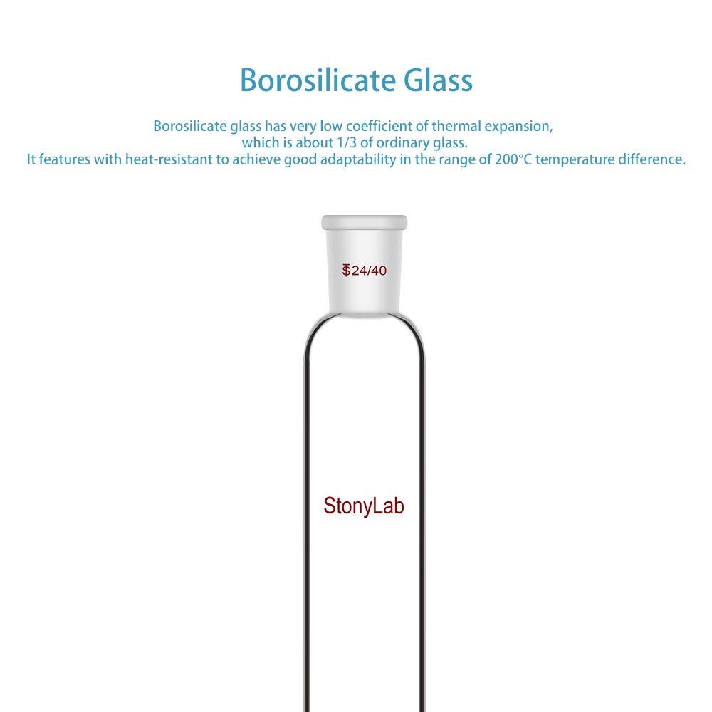 Stonylab Borosilicate Glass Chromatography Column 300mm x 50mm with 24/40 Joint, Fritted Disc & PTFE Stopcock - Lab Purification Equipment for Chemical Analysis, Organic Synthesis & Research Applications