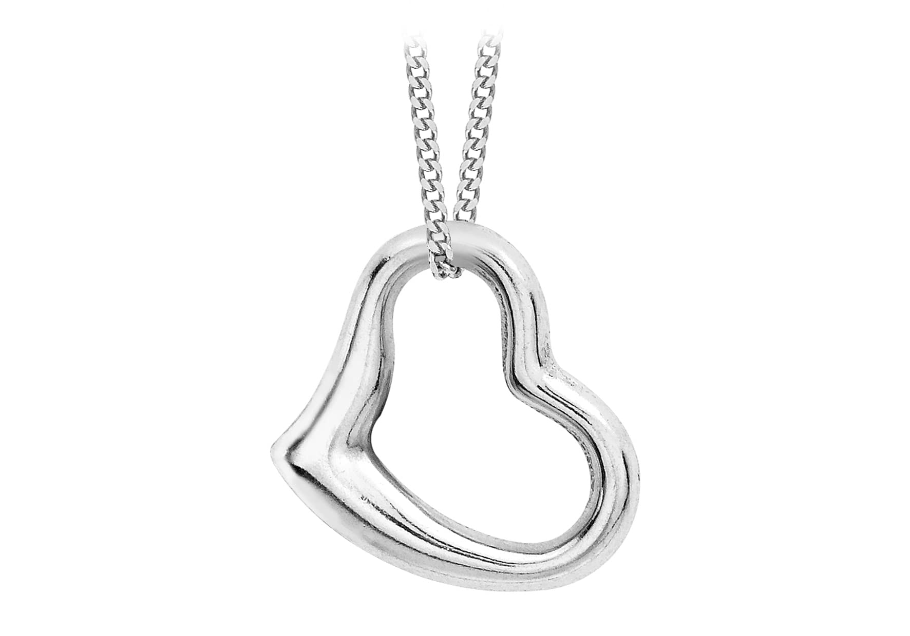 9ct White Gold Heart Slider Pendant Necklace - 12x10mm Elegant Heart Charm on Delicate Chain - Perfect for Valentine's Day, Anniversary & Romantic Gifts