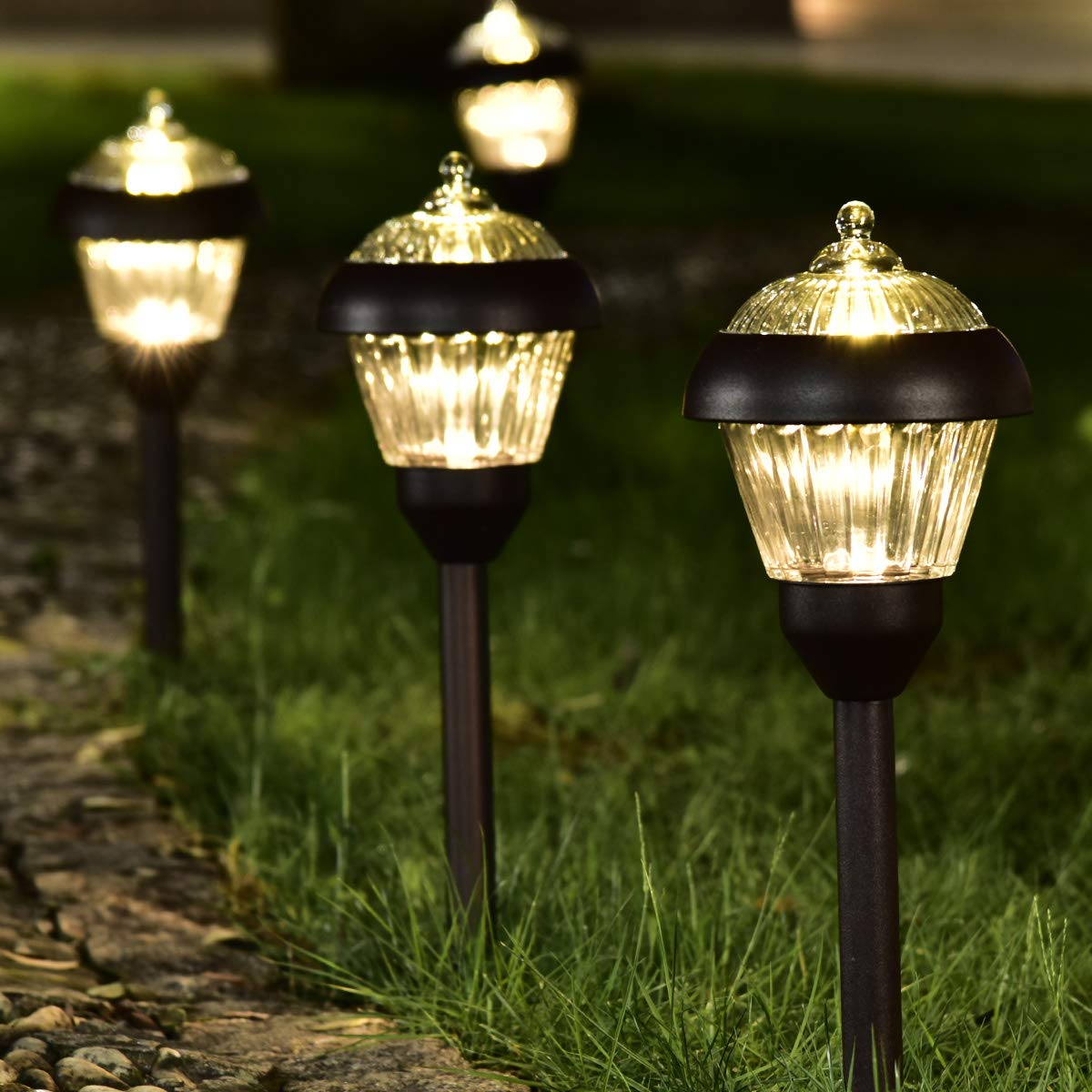 SOLPEX 4 Pack Solar Pathway Lights - 2 Bright LED, High Lumen, Waterproof IP65, Metal Solar Garden Lights with Auto On/Off - Perfect for Walkway, Driveway, Yard, and Outdoor Landscape Lighting