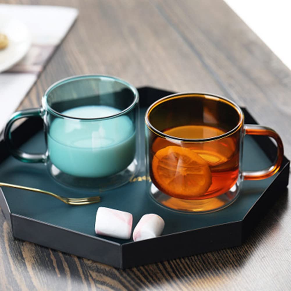 Ochine Christmas Tree Shaped Double Wall Coffee Mug - Insulated Glass Tea Cup with Lid & Dipper - Cute Xmas Gift for Kids & Adults - Perfect for Hot Cocoa, Espresso, Milk & Holiday Decorations